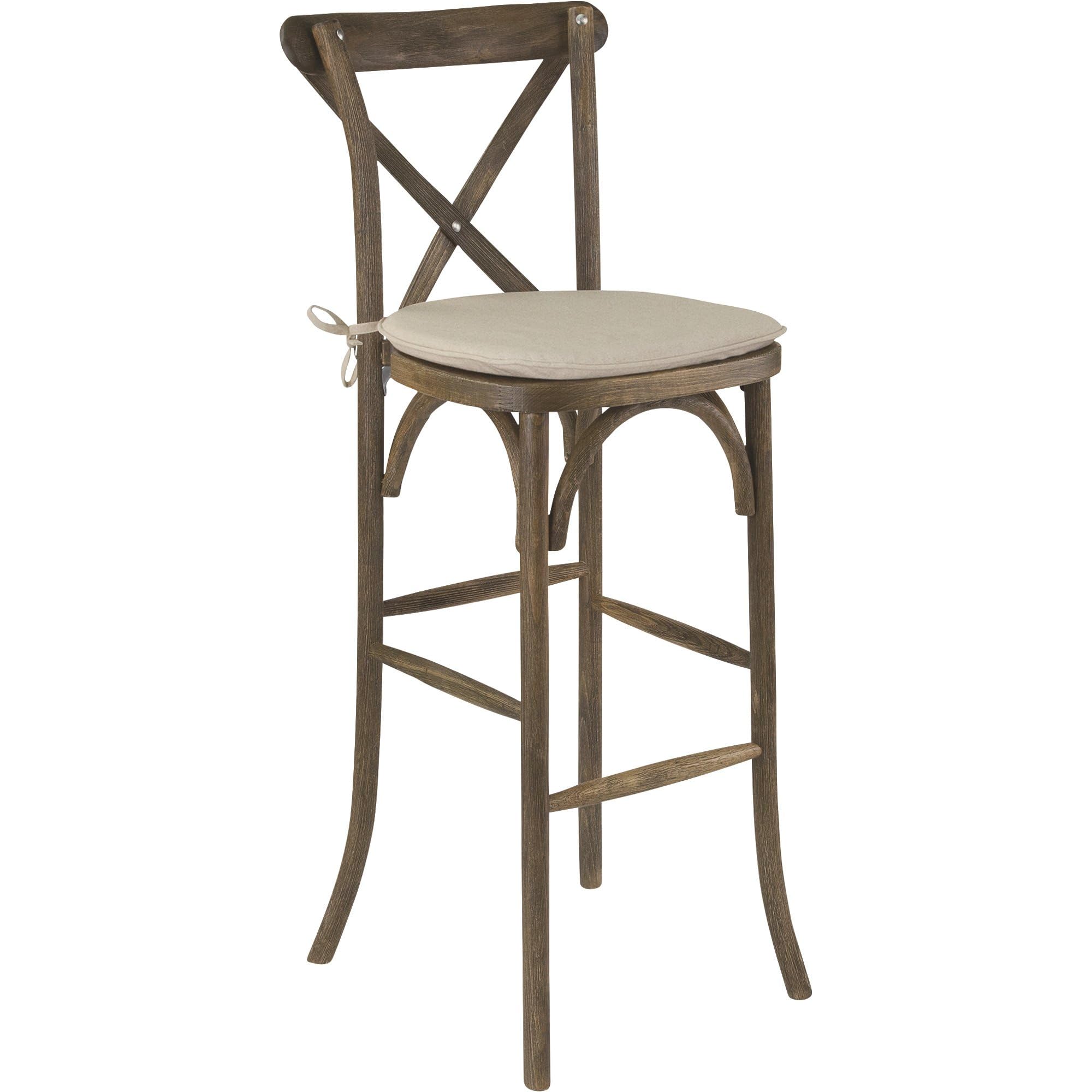 Flash Furniture Wood Cross Back Barstool - Dark Antique Finish, 1 Pack - Rustic Kitchen Island Stool, Bar Counter Stool for Home, Cafe & Restaurant Decor