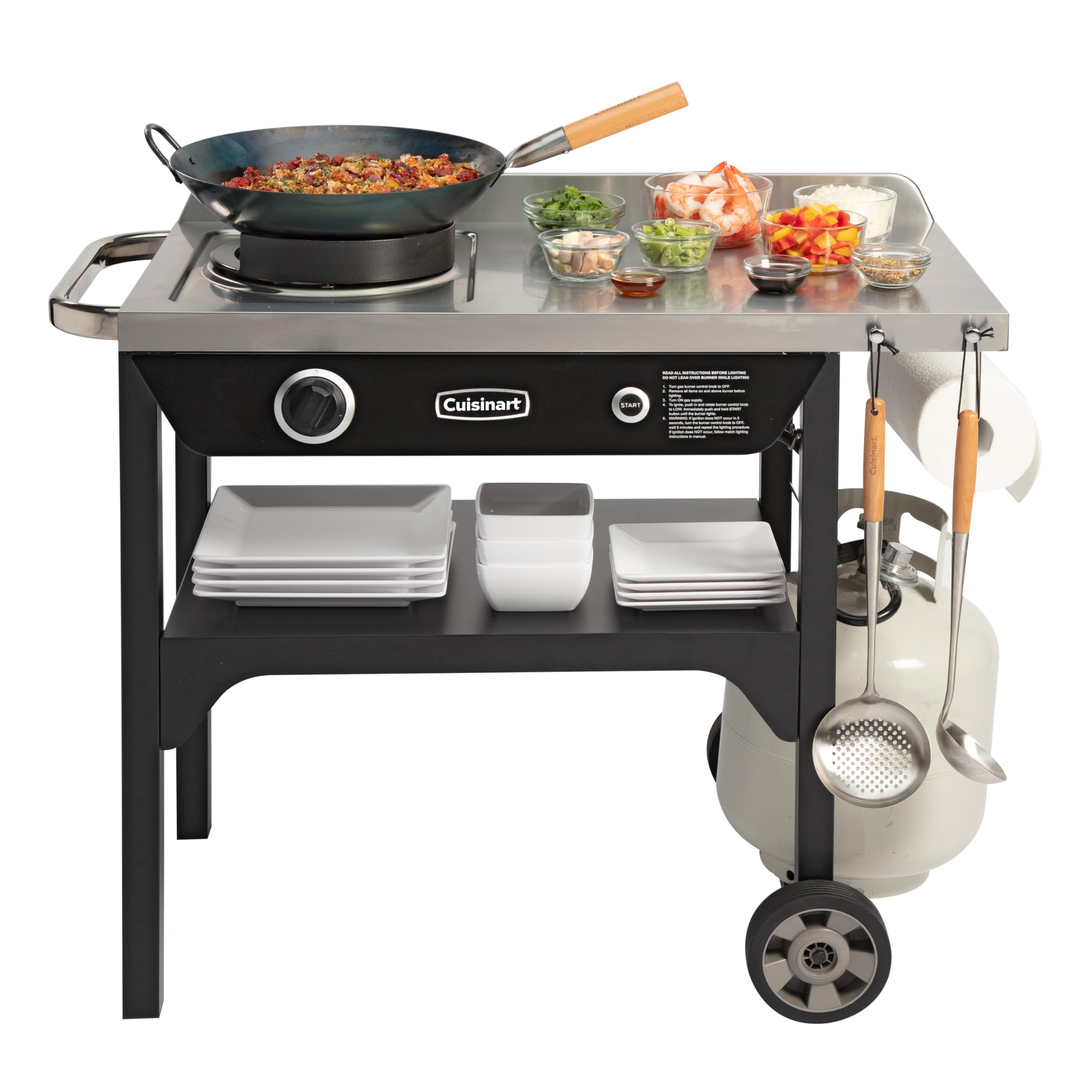 Cuisinart Outdoor Wok Station - 50,000 BTU High-Power Propane Burner with 14