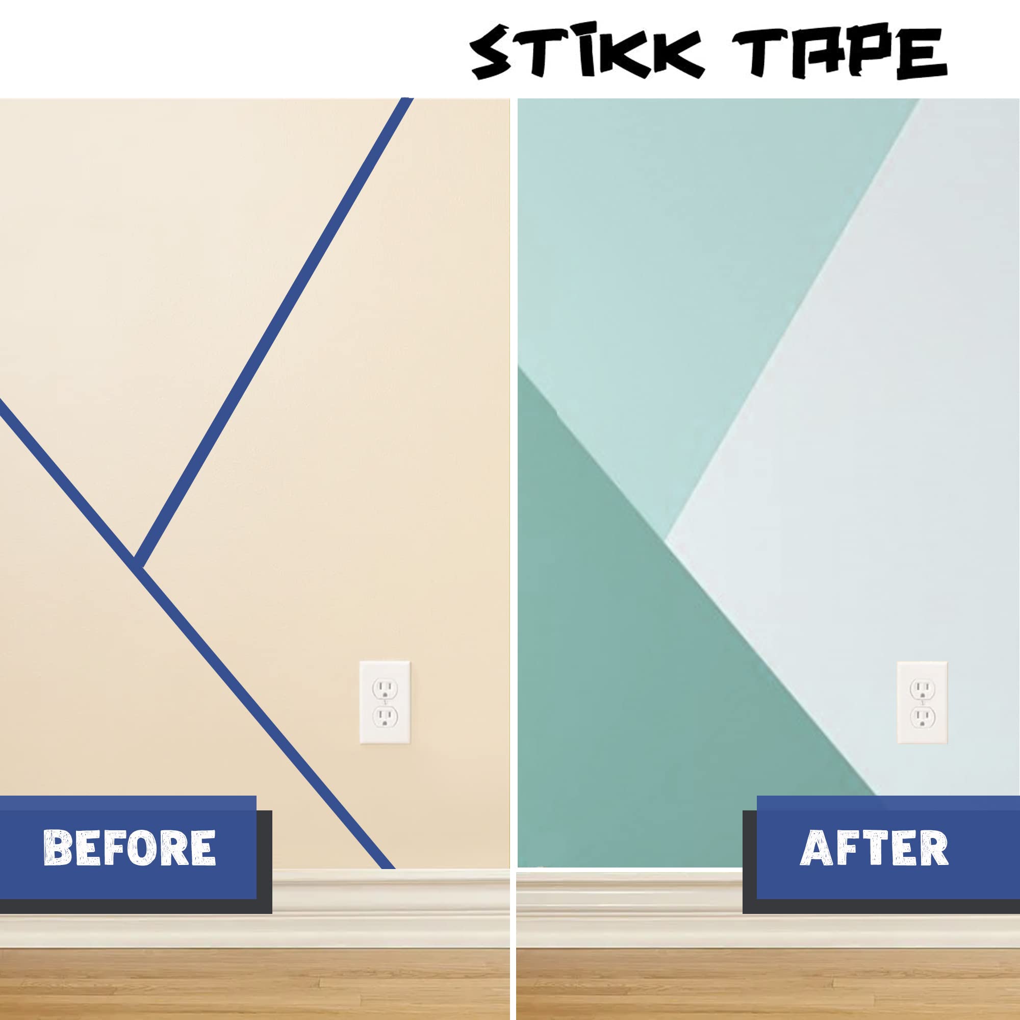 STIKK Premium Blue Painter's Tape - 3 Inch x 60 Yards - Residue-Free Masking Tape for Walls, Edges, Trim & Ceilings - Perfect for DIY Painting Projects, Home Renovation & Professional Use - High Adhesion No Residue Painters Tape