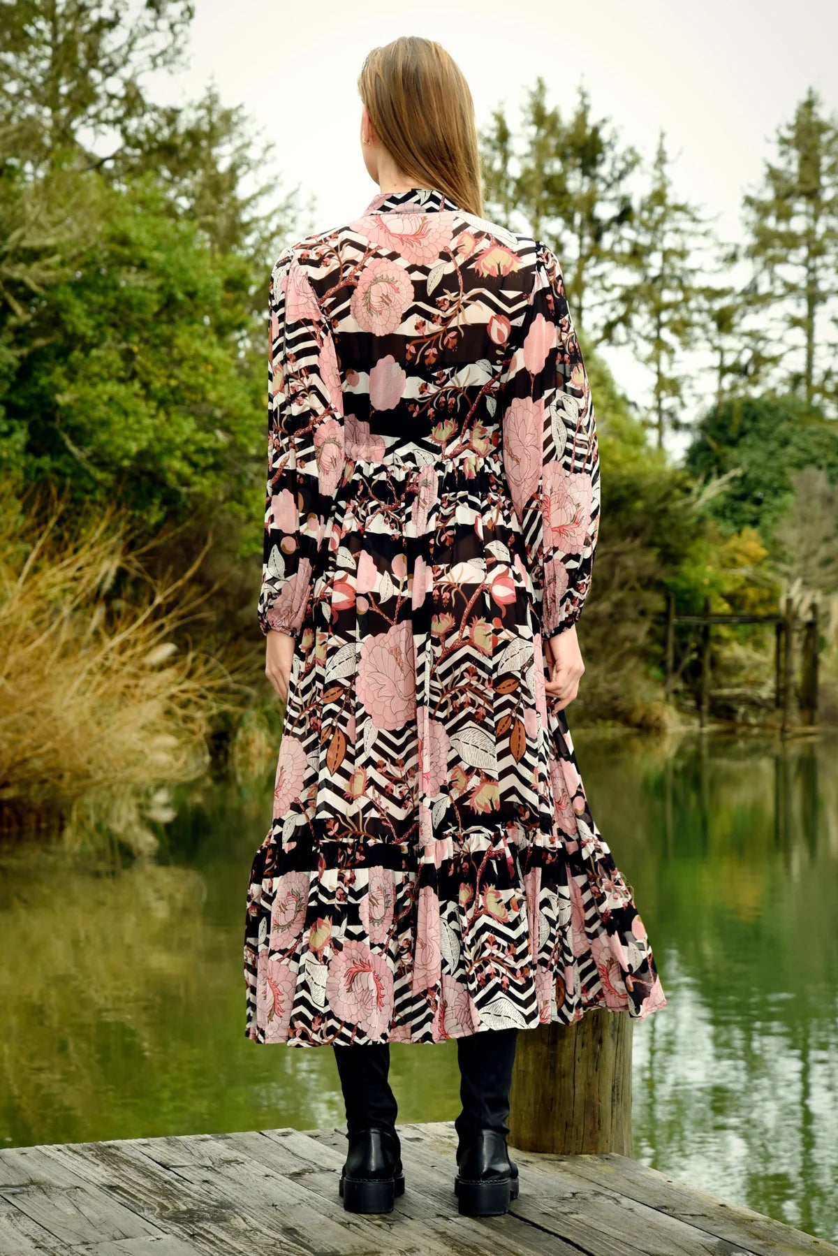 Pink Floral Maxi Dress for Women - Summer Boho Flowy Long Dress with Pockets - Perfect for Beach Vacation, Date Night & Outdoor Parties
