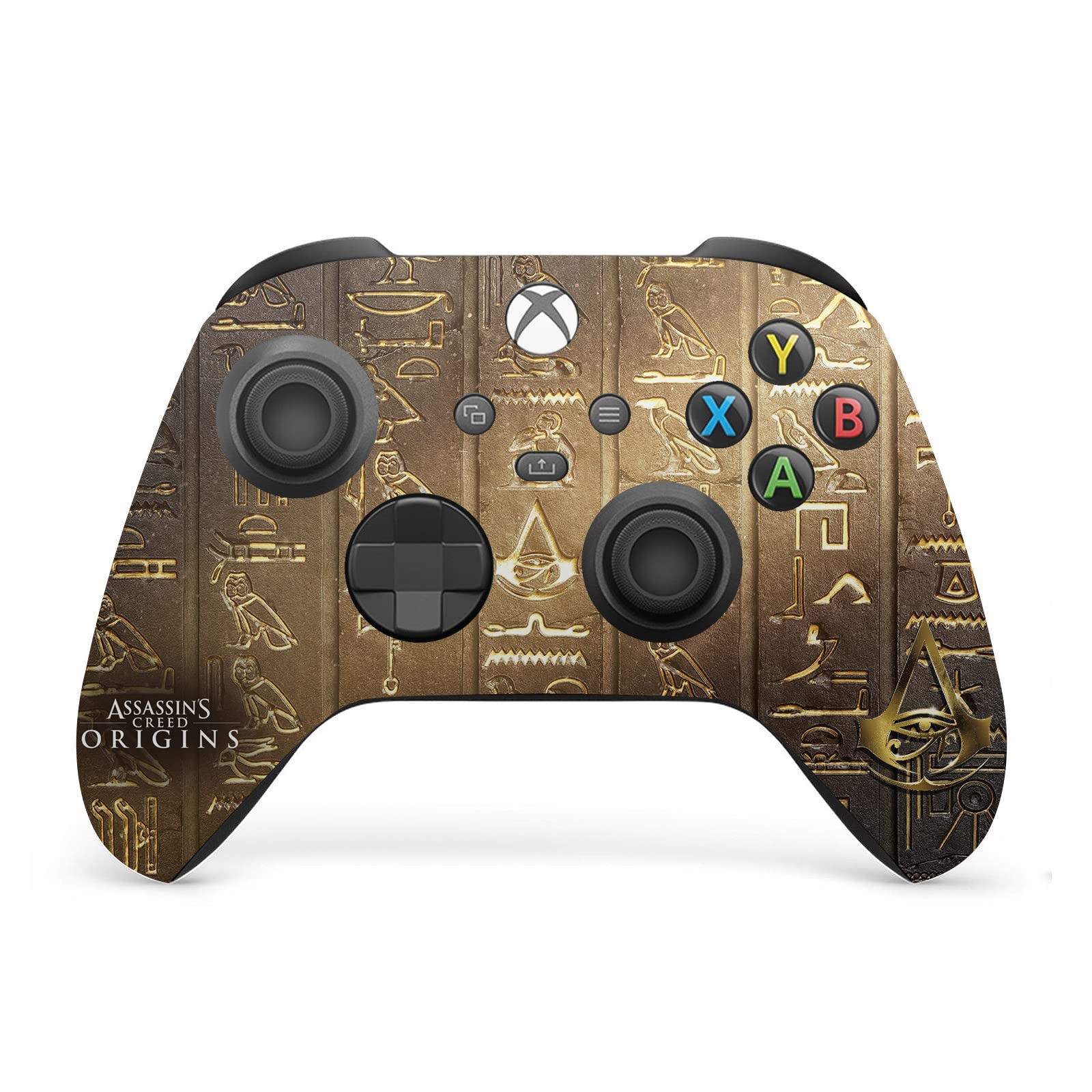 Officially Licensed Assassin's Creed Origins 3D Hieroglyphics Vinyl Sticker Skin Decal for Xbox Series X Console & Controller Bundle - Gaming Accessories for Xbox Fans | Perfect for Customizing Your Gaming Setup