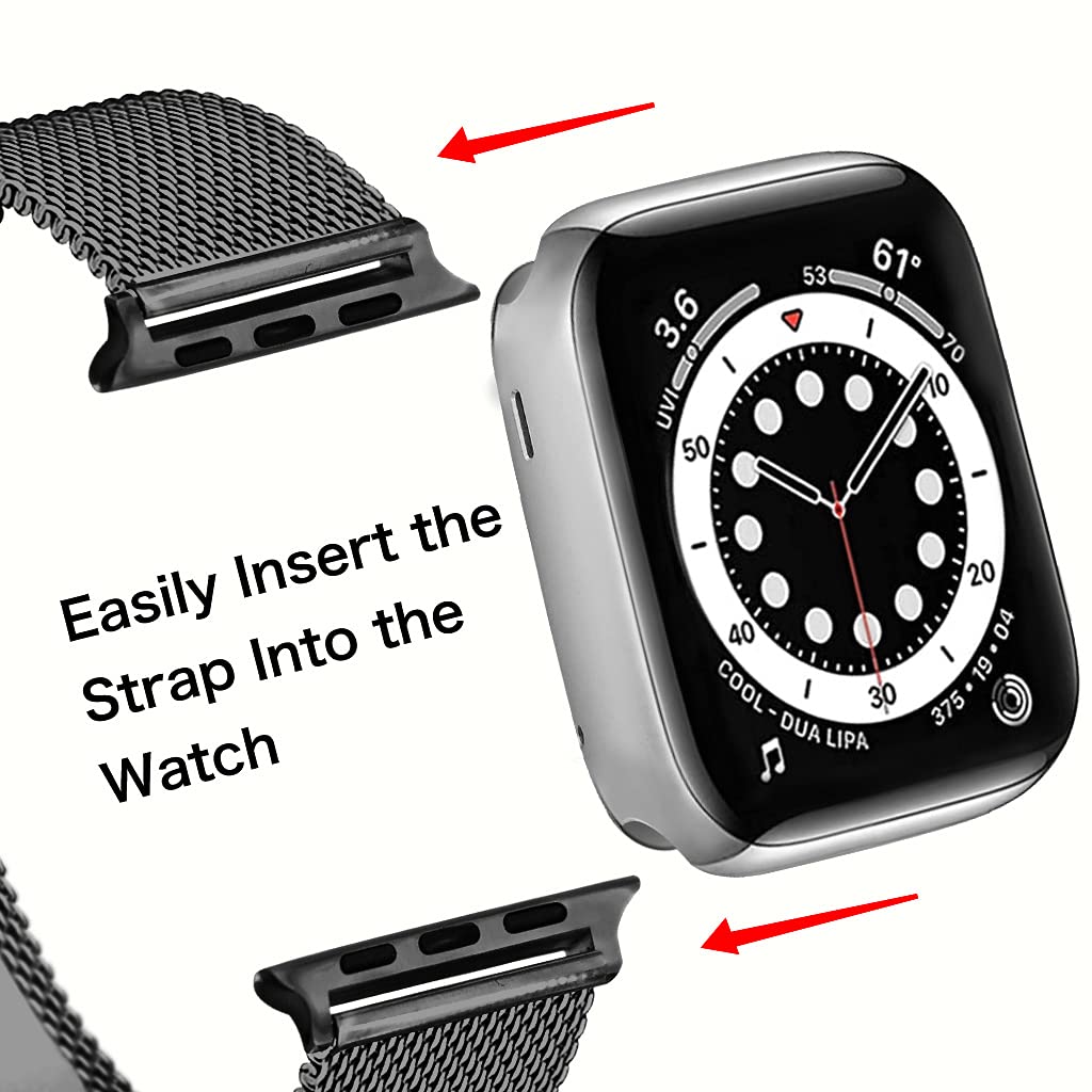 Premium Stainless Steel Milanese Mesh Watch Band for Apple Watch Series 1/3/4/5/6/7/SE - Adjustable Luxury Strap Compatible with 30mm & 40mm Models - Durable Fashion Accessory for Men & Women - Perfect for Workouts, Office Wear & Everyday Style