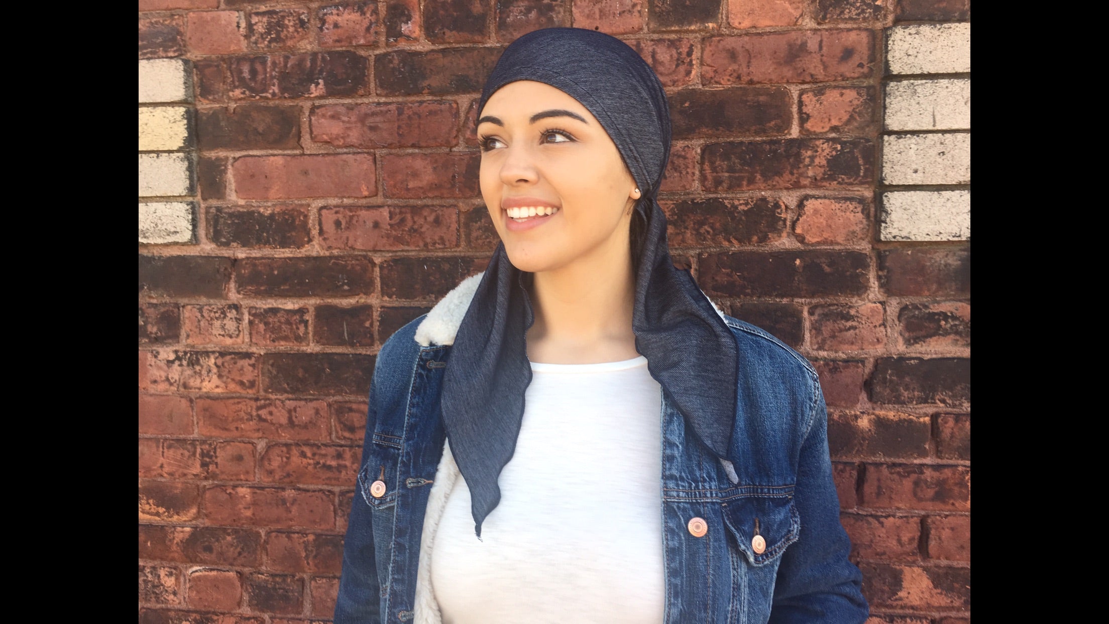 Black Denim Tie Back Hat - Soft, Comfortable & Stretchy Pre-Tied Hair Wrap for Women | Perfect for Casual Outfits, Beach Days & Fashion Accessories