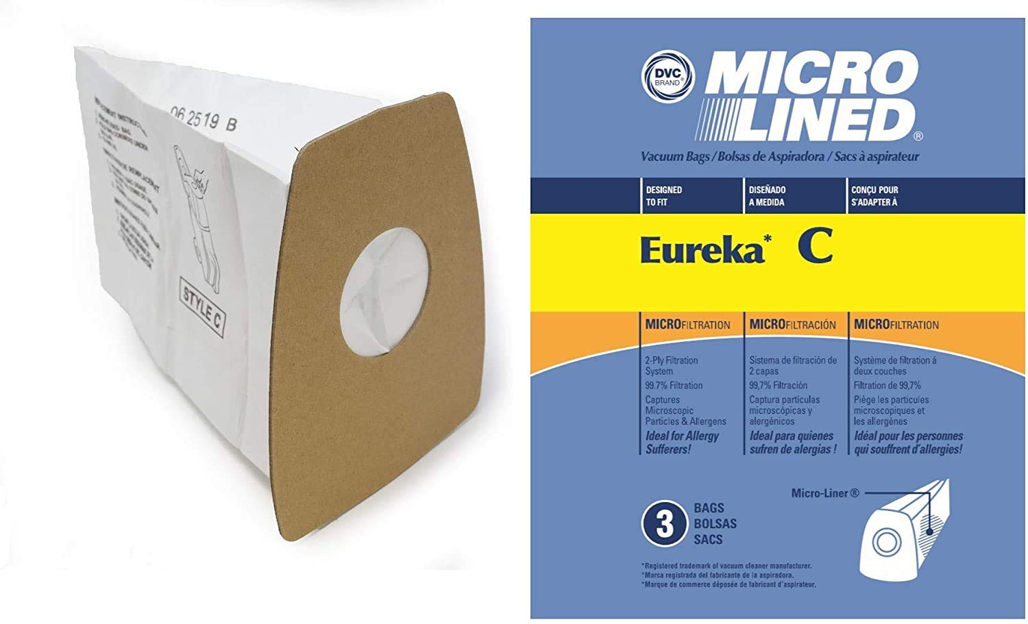 DVC Micro-Lined Paper Replacement Bags for Eureka Mighty Mite 3000 & 3100 Series Vacuum Cleaners - 3 Pack | Dust & Allergen Protection for Home & Office Cleaning
