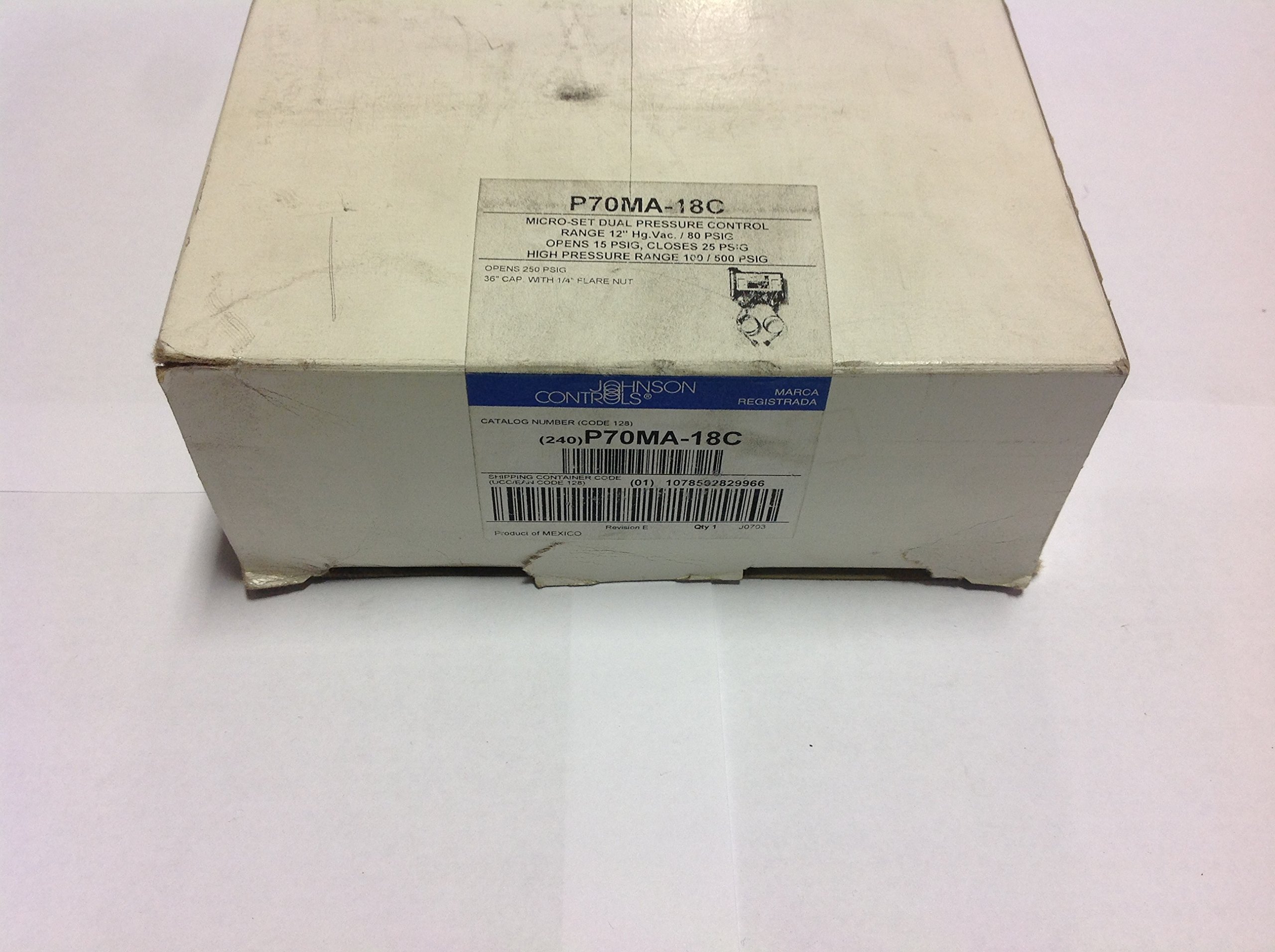 Johnson Controls P70MA-18C Dual Pressure Control Switch - SPST, HVAC System Pressure Regulator for Air Conditioning & Refrigeration Units | Commercial & Industrial Use