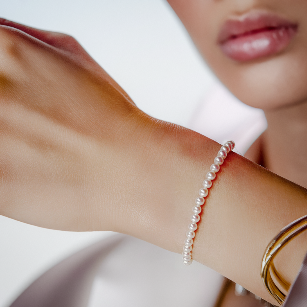 AAA Freshwater Pearl Bracelet - 3.5-4mm Natural Pearls, Elegant Jewelry Gift for Women, Perfect for Weddings & Special Occasions