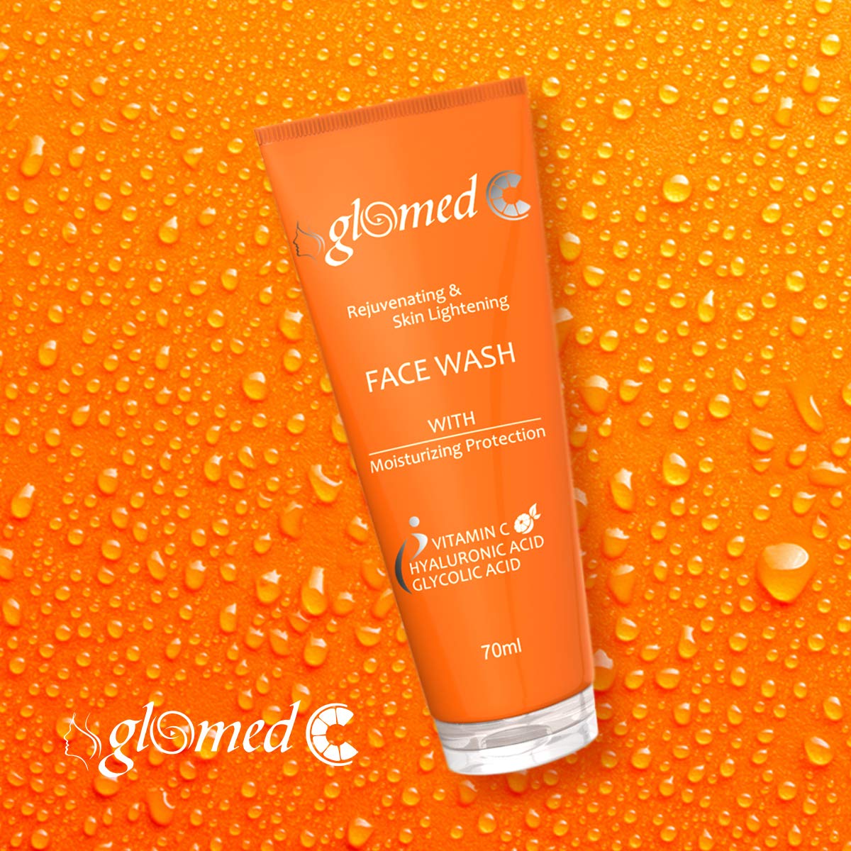 Glomed C Skin Lightening Face Wash 70ml - Vitamin C Brightening Cleanser for Dark Spots & Even Skin Tone | Daily Facial Cleanser for Glowing Skin