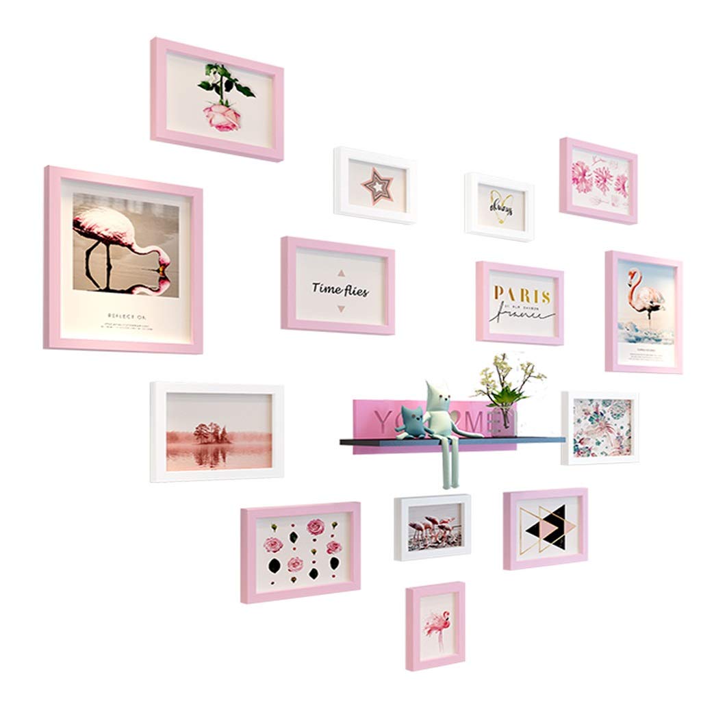 GAOXIN 9-Piece Wall Collage Picture Frame Set - White & Pink Grid Photo Frames for Creative Wall Decor | Perfect for Living Room, Bedroom & Office Display