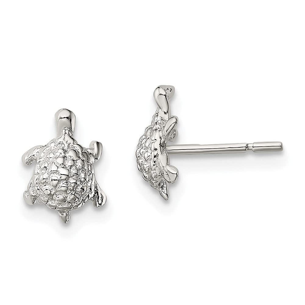 925 Sterling Silver Turtle Stud Earrings for Women - Polished & Textured Design - Perfect for Casual Wear, Gifts, and Everyday Fashion