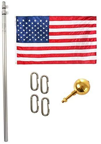 WINDSTRONG 17 Ft Commercial Flag Pole - Tapered Telescoping Design, Tangle-Free, 2.5 Inch Base with US Flag & Solar Light - Perfect for Homes, Businesses & Patriotic Displays