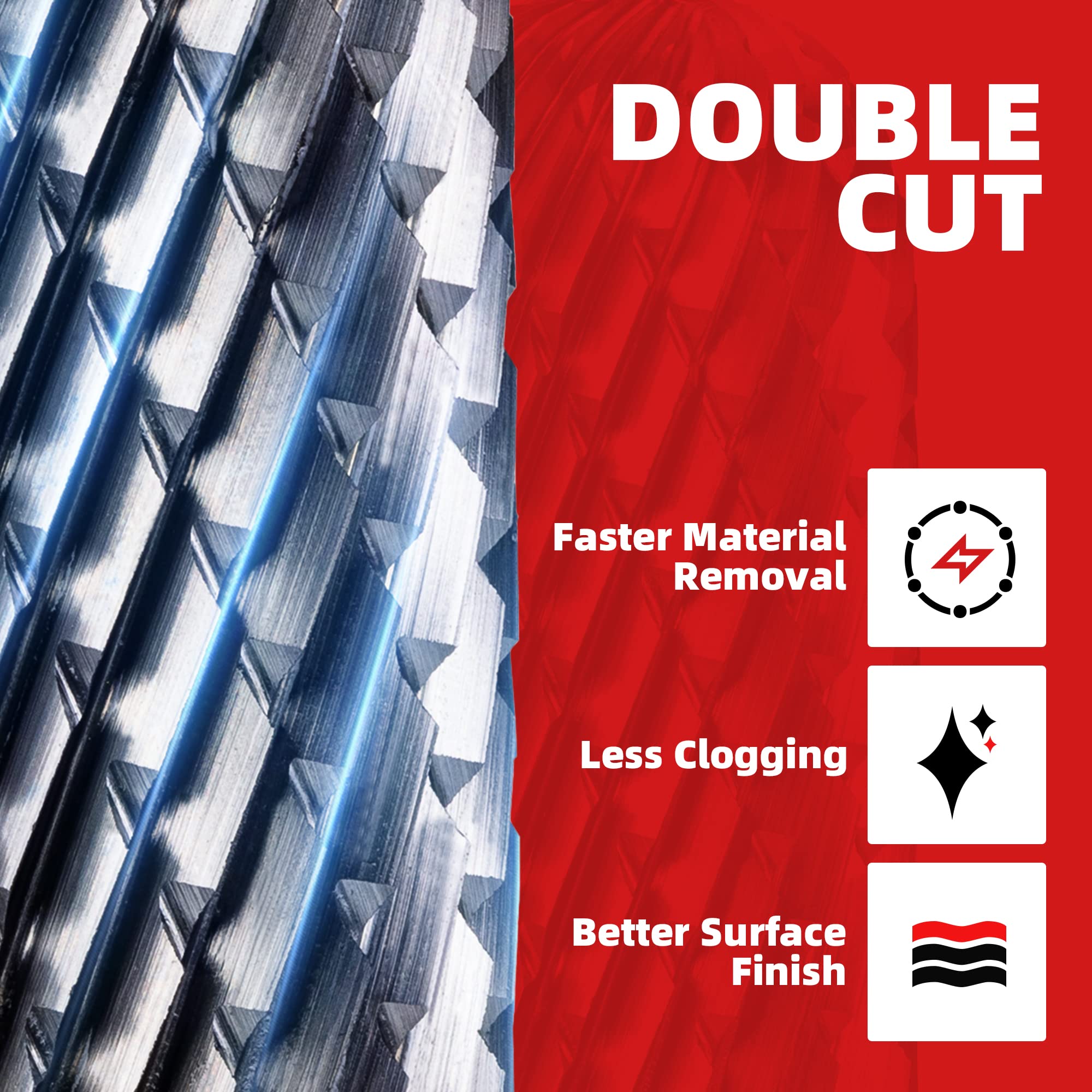EZARC Tungsten Carbide Rotary Burr Bit Set - SC-5 Double Cut Carbide Burr with 1/4