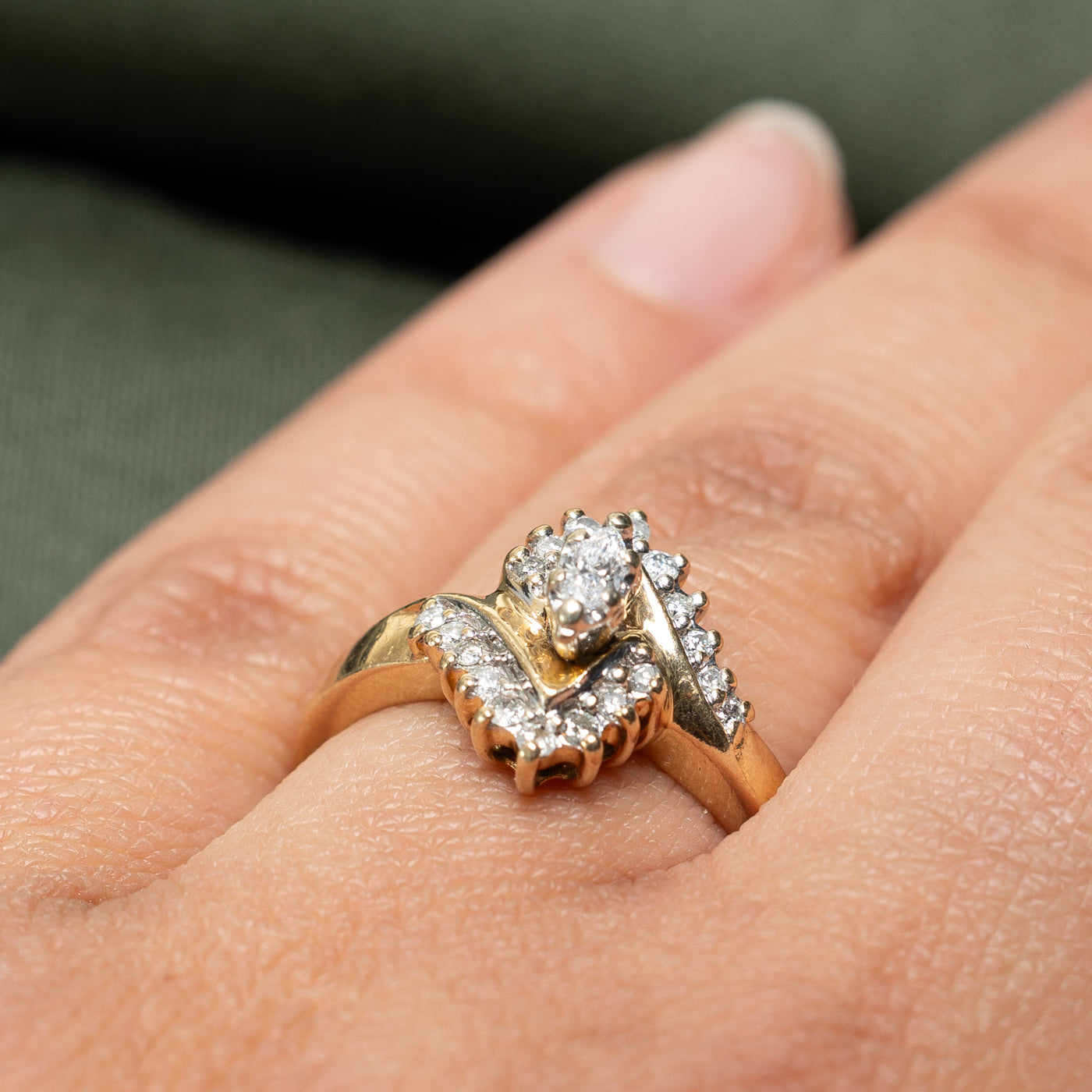 0.30ctw Marquise Cut Diamond Engagement Ring for Women - Size 6.75 | Elegant Wedding Proposal Jewelry Gift for Her | Perfect for Anniversaries, Valentine's Day & Special Occasions
