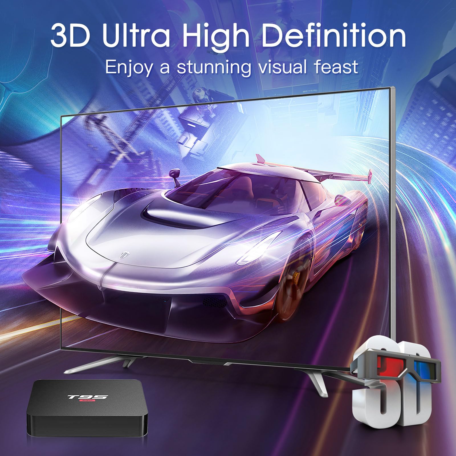 EASYTONE Android TV Box 10.0 - 4K Ultra HD Smart Media Player with Allwinner H3 Quad-Core, 2GB RAM 16GB ROM, WiFi 2.4GHz, 3D Support - Perfect for Streaming Netflix, YouTube, Hulu and Gaming on Your Smart TV