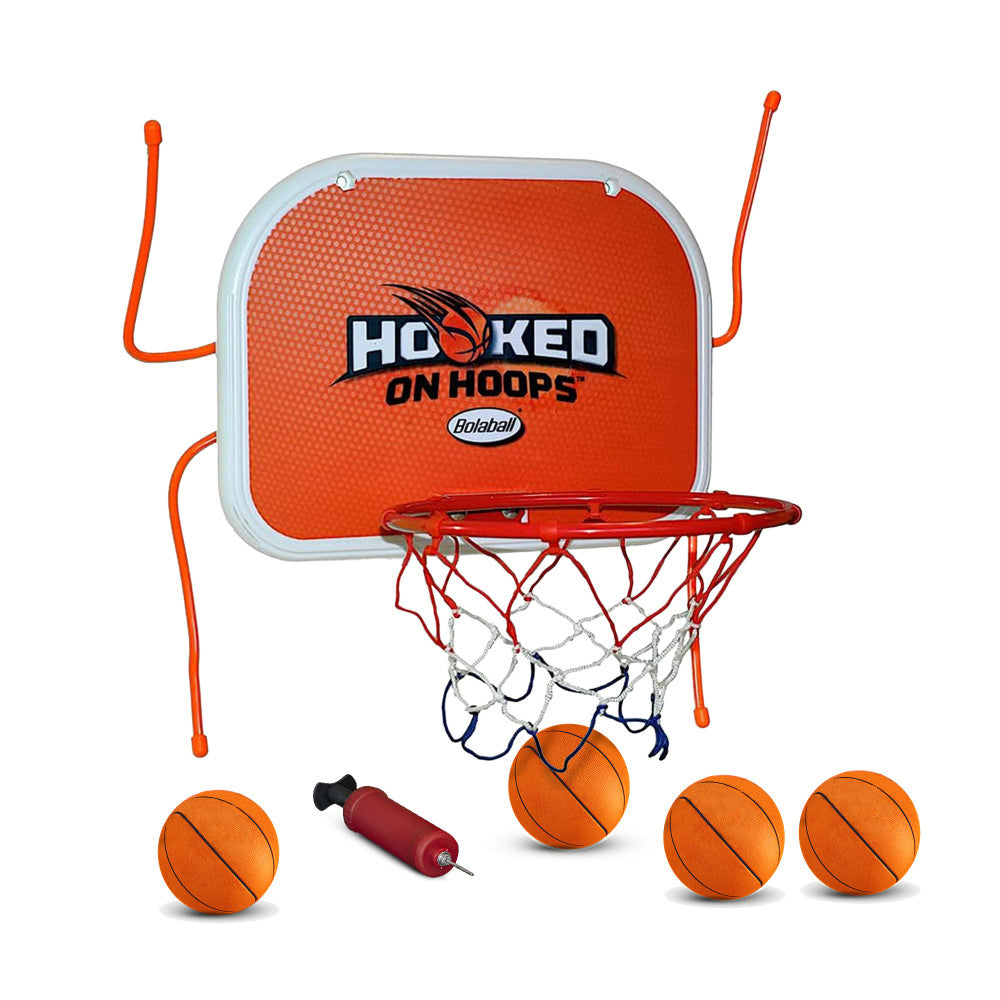 Bolaball Mini Basketball Hoop Set - Adjustable Indoor/Outdoor Metal Hoop with Hooks for Kids & Adults - Perfect for Bedroom, Backyard, and Office Fun