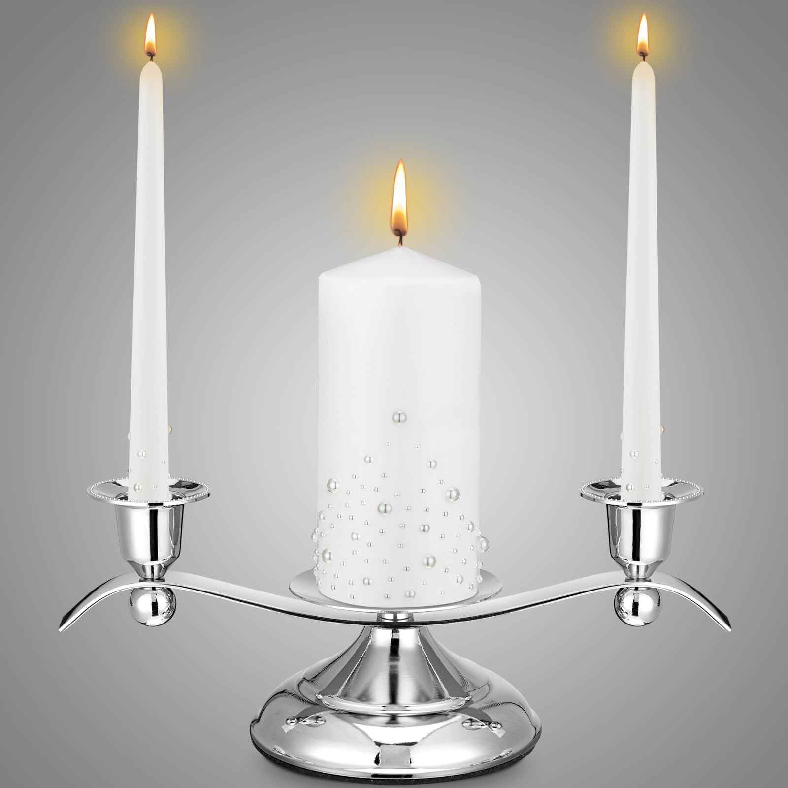 Irenare Unity Candles with Glass Holder - Pearl White Wedding Ceremony Candles for Church, Formal Events & Home Decor - Perfect for Wedding Vows, Anniversary Celebrations and Romantic Ambiance