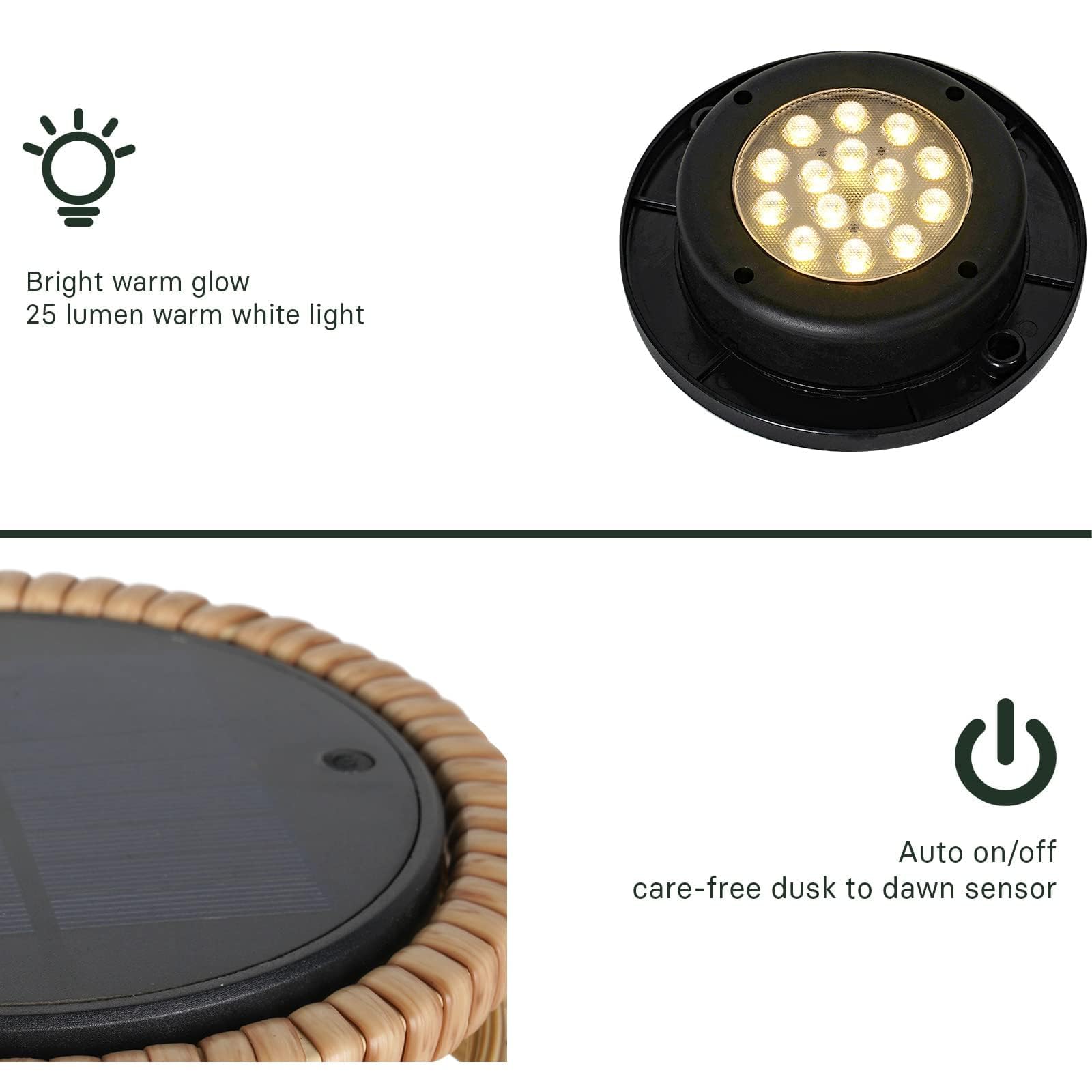 2-Pack Solar Powered Outdoor Floor Lamps - Weather-Resistant Wicker Deck Lights for Patio, Garden, Yard - Large Solar Lanterns in Austin Natural Brown - Perfect for Evening Gatherings & Landscape Lighting