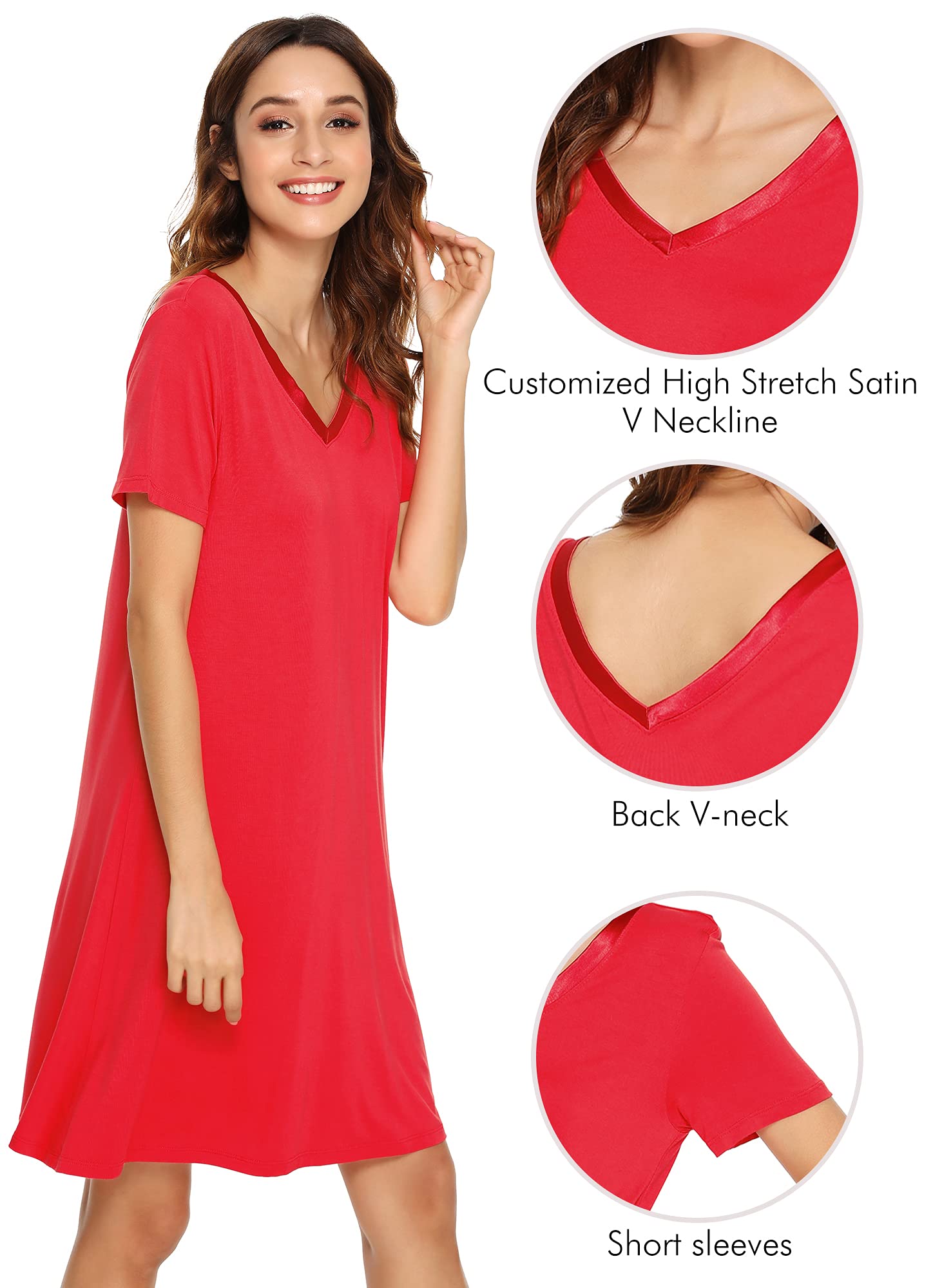 Soft Viscose Bamboo Nightgowns for Women - Comfortable Plus Size Sleep Shirts & Pajamas (S-4X) | Perfect for Summer Nights, Lounging & Relaxing at Home