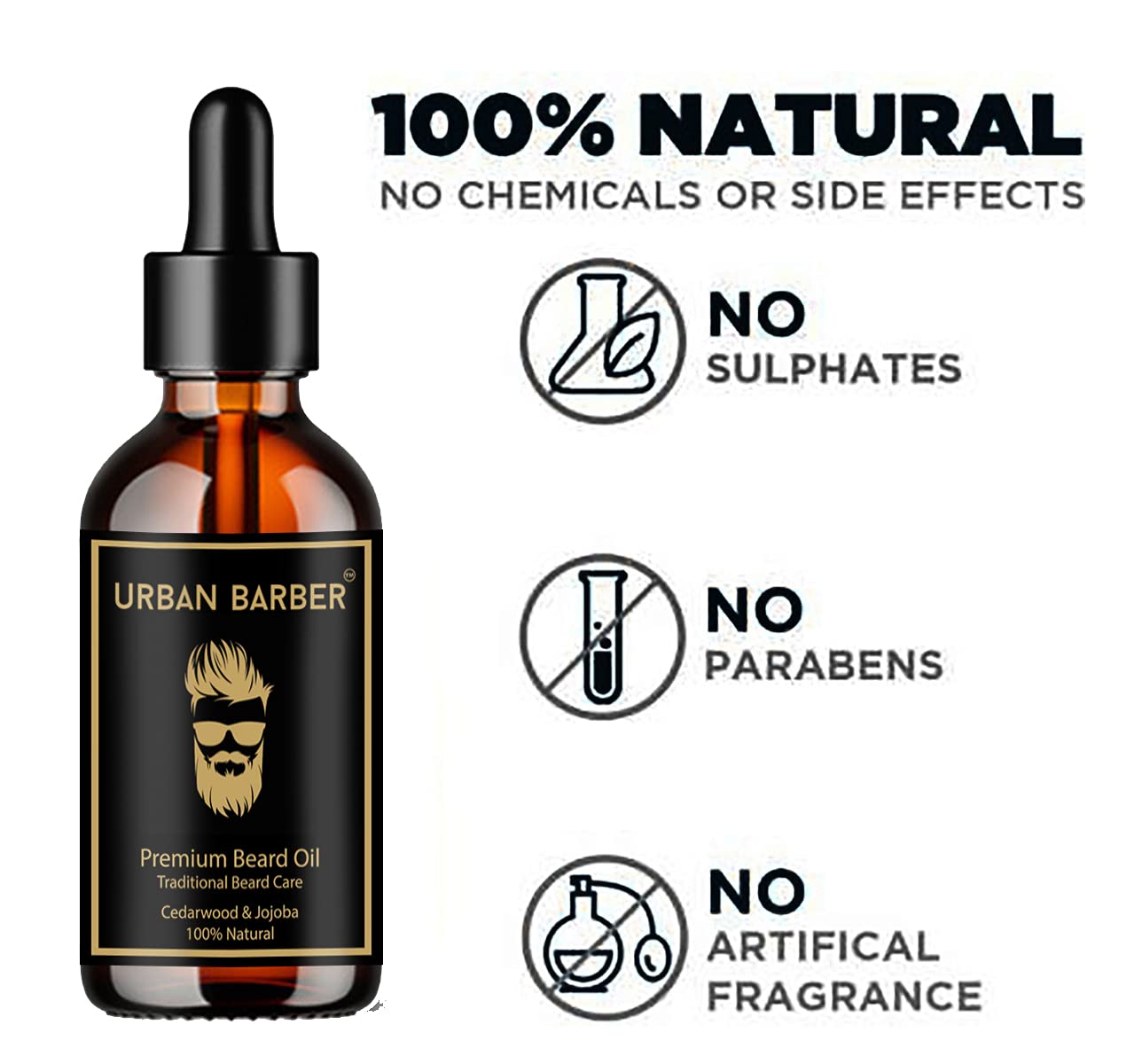 Premium 100% Natural Beard Growth Oil with Cedarwood & Jojoba - 30ml Organic Hair Oil for Men - SLS & Paraben Free - Stimulates Facial Hair Growth - Perfect for Daily Grooming & Styling Routine