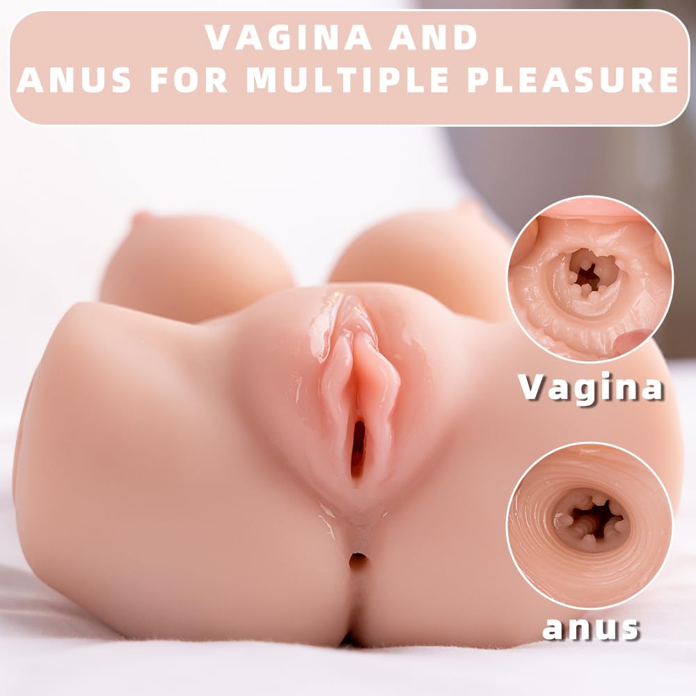 Realistic 3D Vibrating Female Sex Doll Torso - Automatic Male Masturbator with Sucking Motor, Hands-Free Vagina & Anal Stroker - Adult Sex Toy for Men (Perfect for Solo Play & Discreet Pleasure)