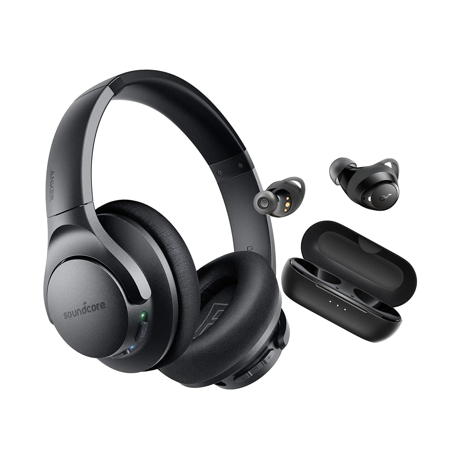Anker Soundcore Life A1 True Wireless Earbuds & Q20 ANC Headphones Bundle - 35H Playtime, IPX7 Waterproof, Wireless Charging | Customized Sound for Gym, Travel & Commuting