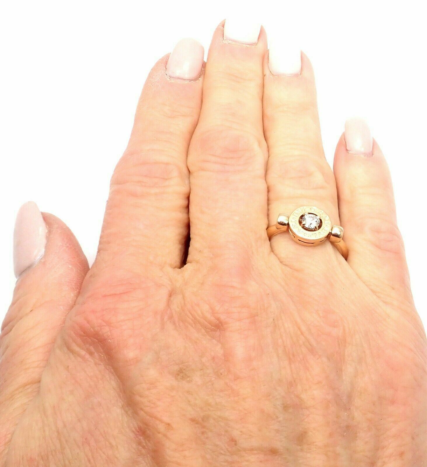 Authentic BVLGARI 18k Rose Gold Diamond Flip Ring - Size 5.75 | Luxury Jewelry for Women, Perfect for Anniversaries, Engagements & Special Occasions