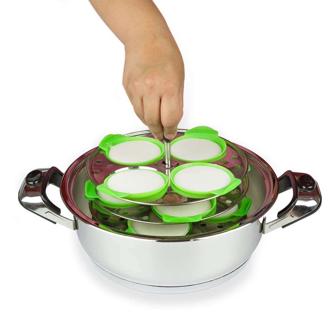 Premium Silicone Idli Maker - 8Pcs Green Idli Liners | Non-Stick Dhokla & Cupcake Muffin Maker | Food Grade BPA Free | Oven, Microwave & Dishwasher Safe | Perfect for Indian Breakfast, Steamed Cakes & Baking