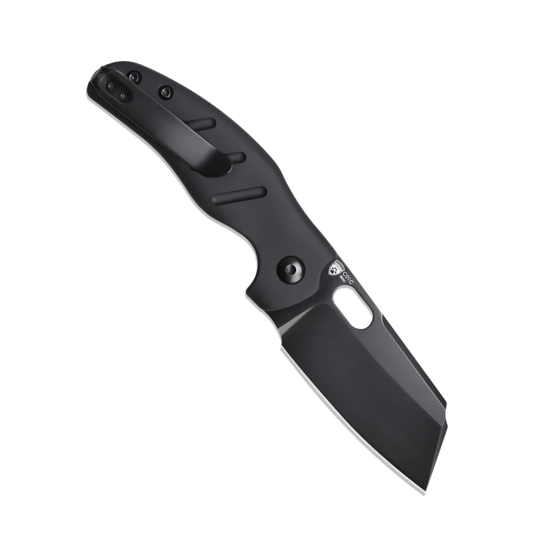 Kizer C01C Sheepdog Mini V3488BC2 Folding Pocket Knife - 154CM Steel Blade, Black Aluminum Handle, Button Lock for EDC & Outdoor Use