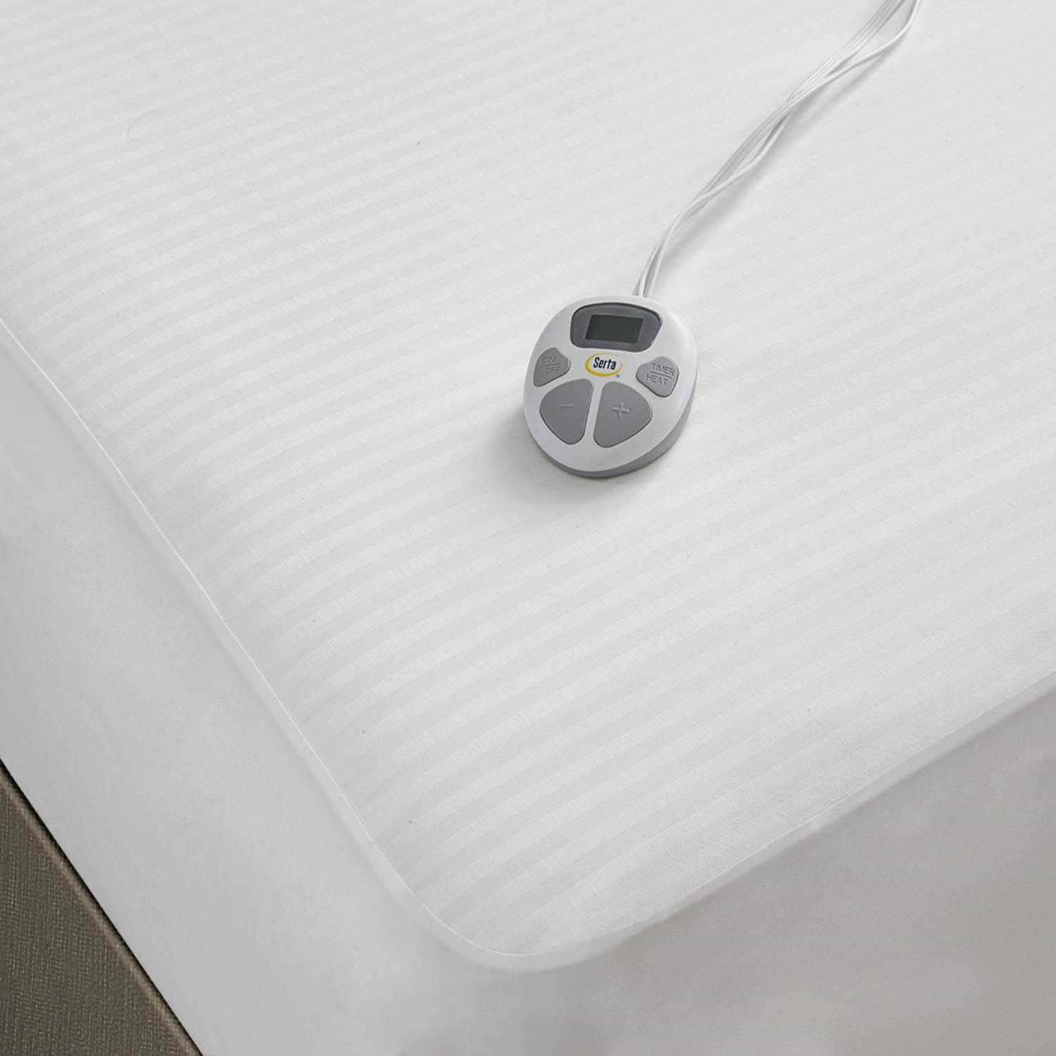 Serta Waterproof Heated Mattress Pad - Queen Size, Polyester & Cotton Blend, Dual Control, 10 Heat Settings (Model ST55-0118) - Perfect for Winter Warmth & Pain Relief in Bedrooms