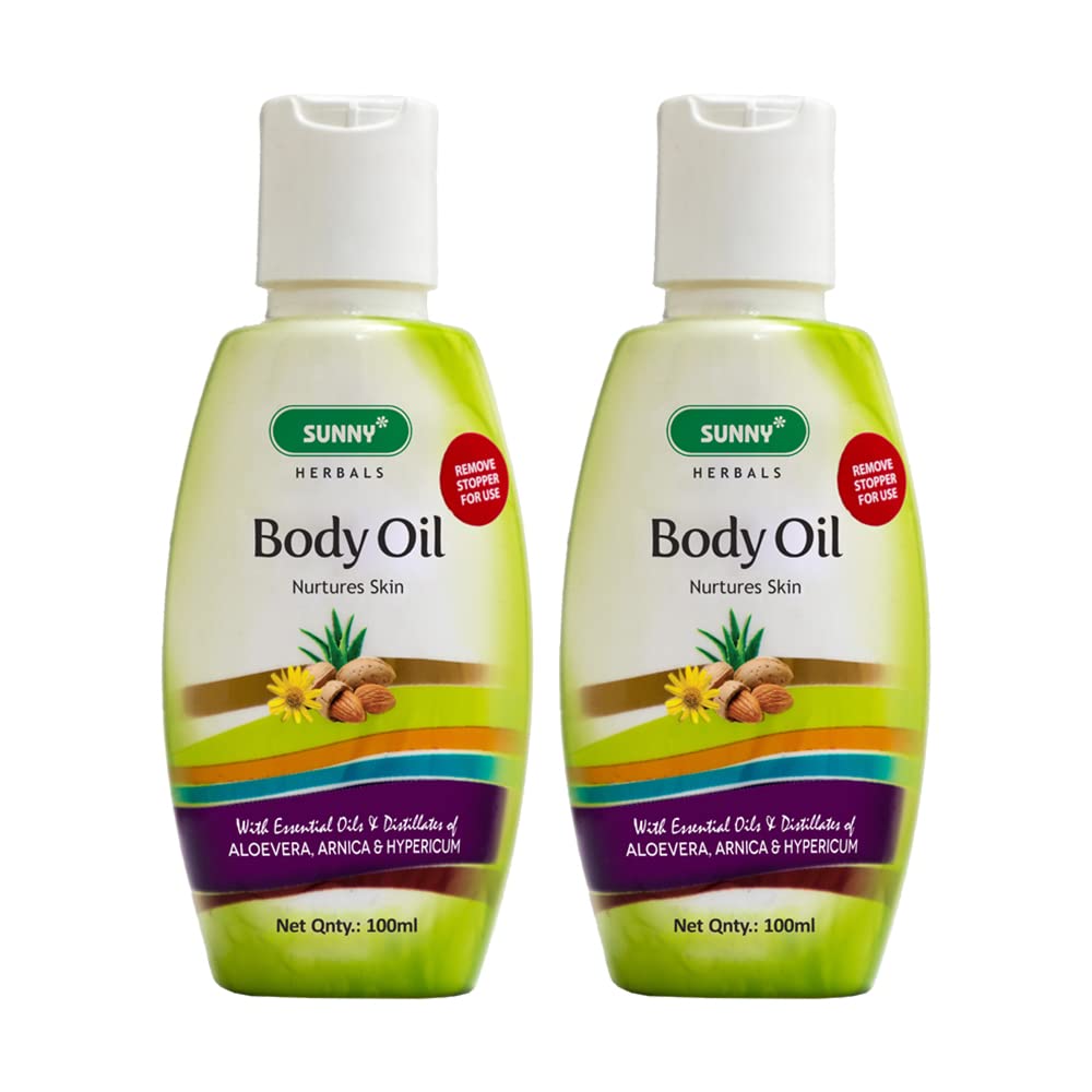 **Sunny Natural Body Massage Oil - 100ml (Pack of 2) | Organic Sesame, Olive, Almond, Rosemary & Lavender Blend for Deep Nourishment | Improves Blood Circulation, Soothes Muscles & Promotes Healing | Unisex Aromatherapy Oil for Couples Massage, Spa & Relaxation at Home**