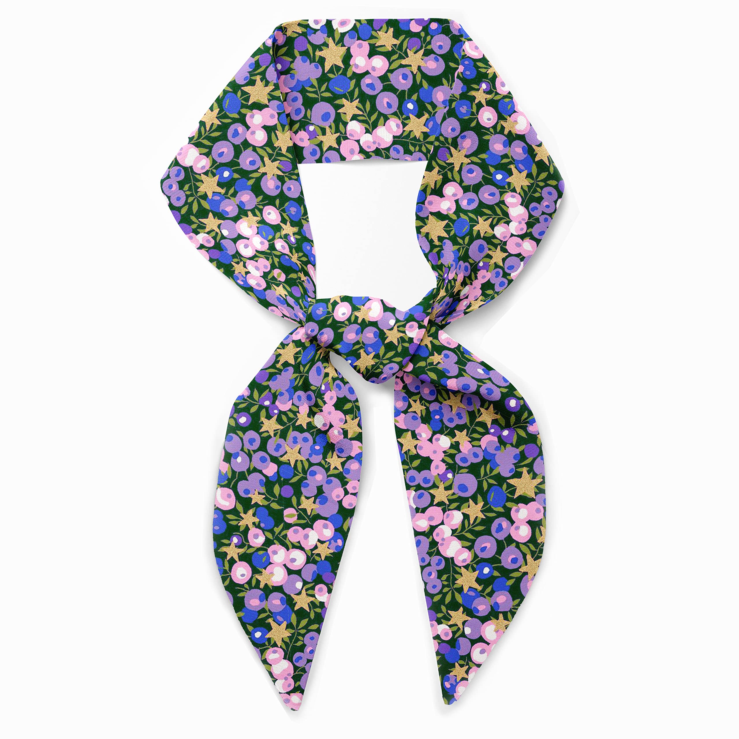Liberty London 'Wiltshire Star Purple' Skinny Scarf - Elegant Headband & Handbag Accessory | Premium Tana Lawn Cotton with Metallic Stars | Perfect for Everyday Wear, Gift Giving & Special Occasions