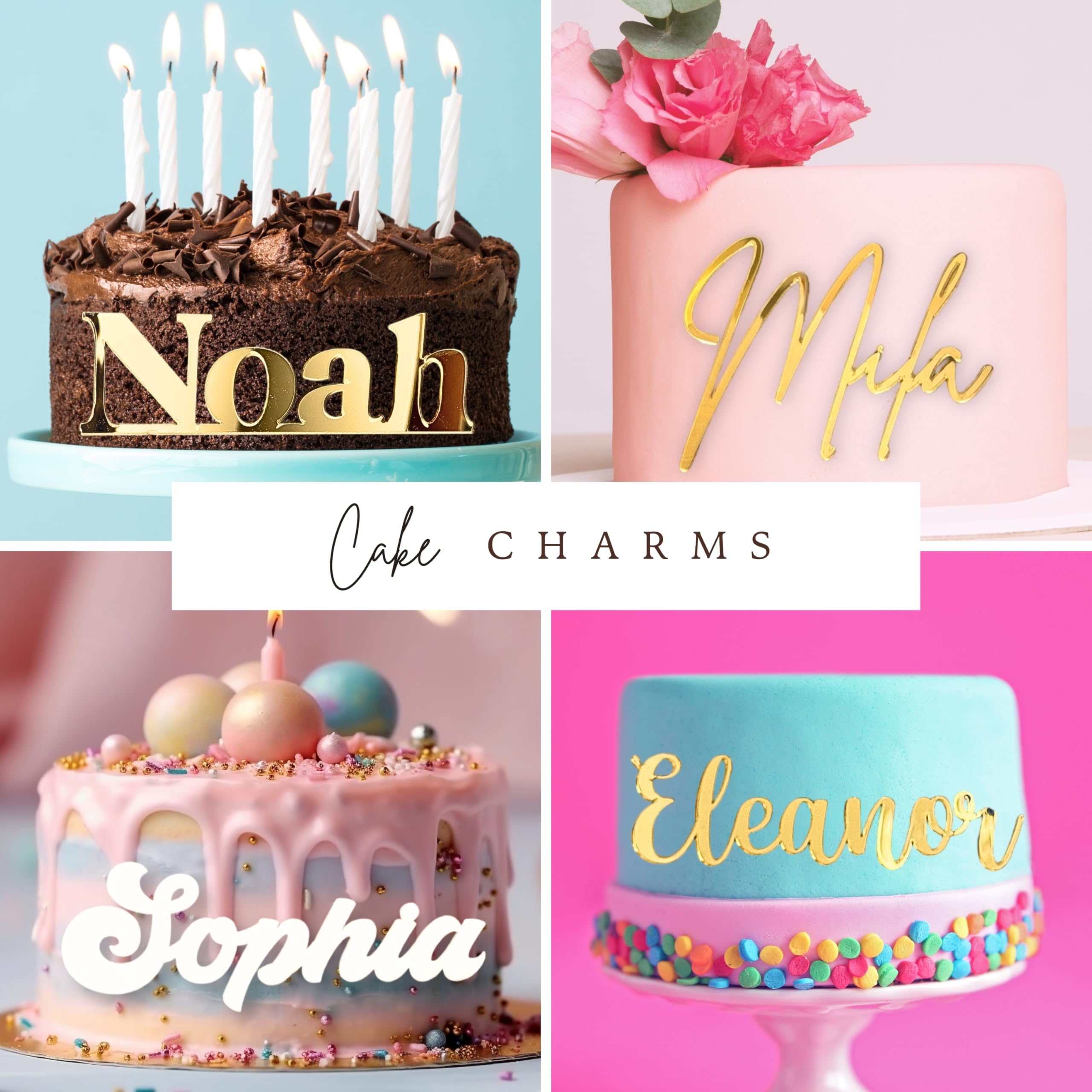Custom Acrylic Cake Topper - Personalized Wedding, Graduation 2025 & Quinceañera Cake Decorations - Gold Cake Charm & Place Card Holder - Perfect for Wedding Cakes, Birthday Parties & Special Celebrations