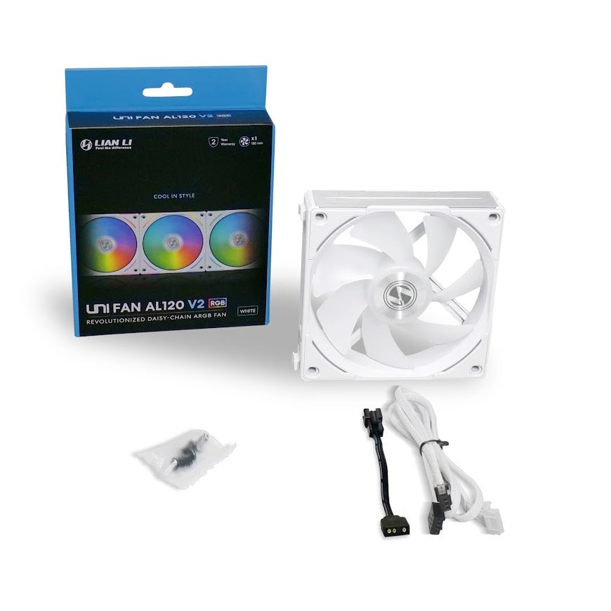 Lian Li UNI FAN AL120 V2 120mm RGB PWM PC Case Fan - High Performance Cooling for Gaming PC & Workstation (Black/White) - Perfect for Custom PC Builds, Liquid Cooling & Silent Operation