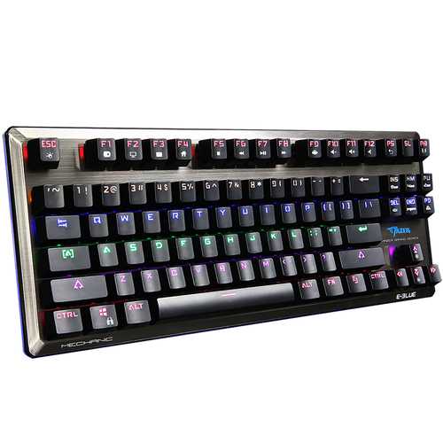 E Blue K727 87-Key NKRO USB Wired Backlit Mechanical Gaming Keyboard with Blue/Black Switches - Perfect for PC Gaming & Office Typing