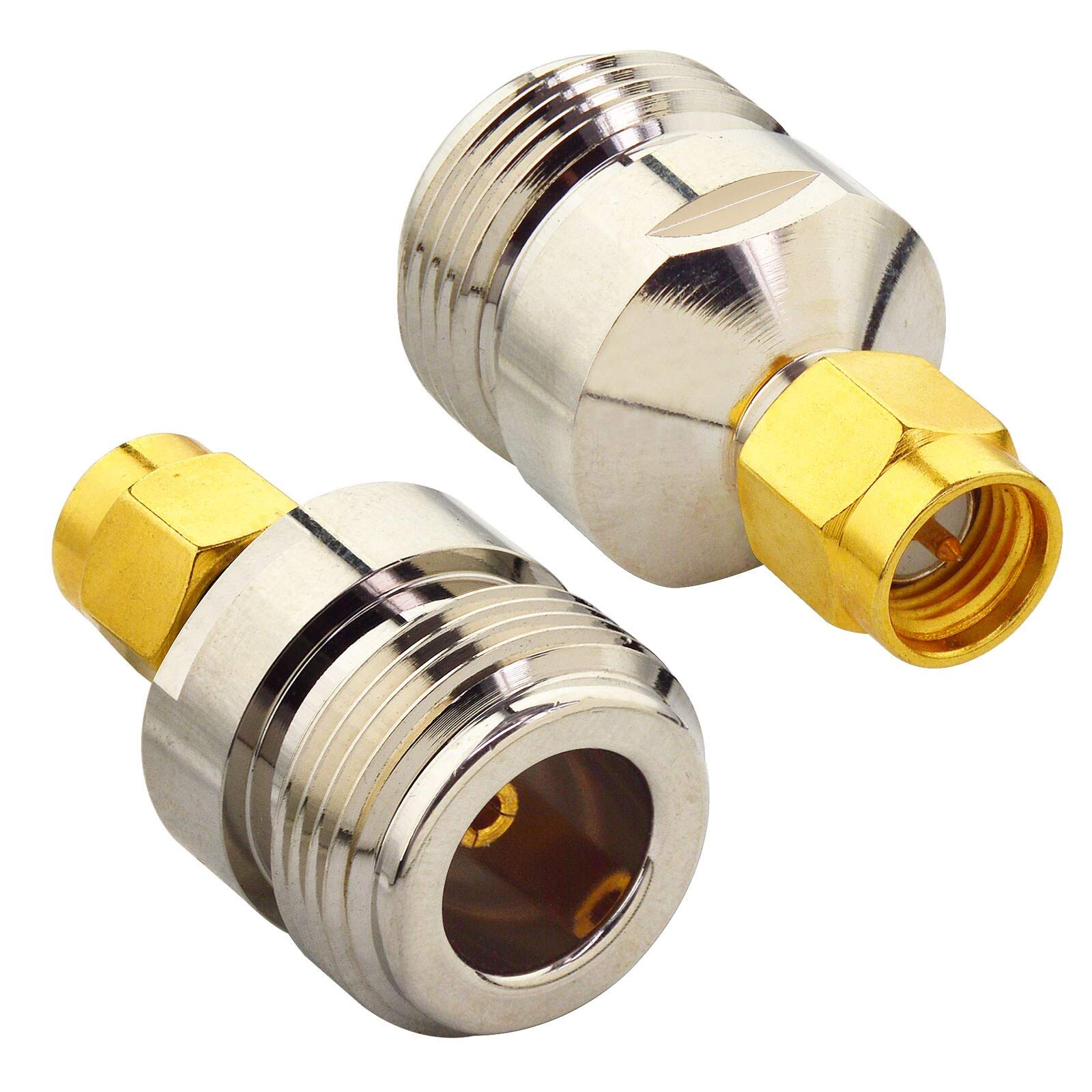 2-Pack SMA Male to N Female RF Coaxial Adapter Connectors - High Frequency for Ham Radio, Antenna, CCTV & Wireless Networks