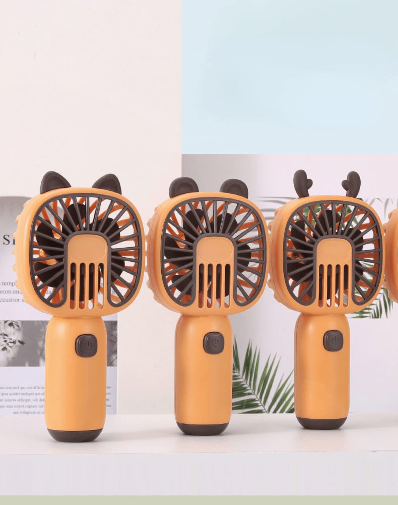 Portable USB Rechargeable Mini Handheld Fan - Cute Bear Ear Design, Battery Operated Personal Cooling Fan for Kids & Teens - Perfect for School, Office, Outdoor Travel & Summer Use (Orange)