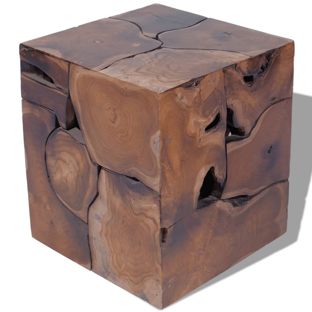CHARMMA Solid Teak Stool and Coffee Table - 52KG Heavy Duty - Perfect for Living Room, Patio, and Outdoor Decor