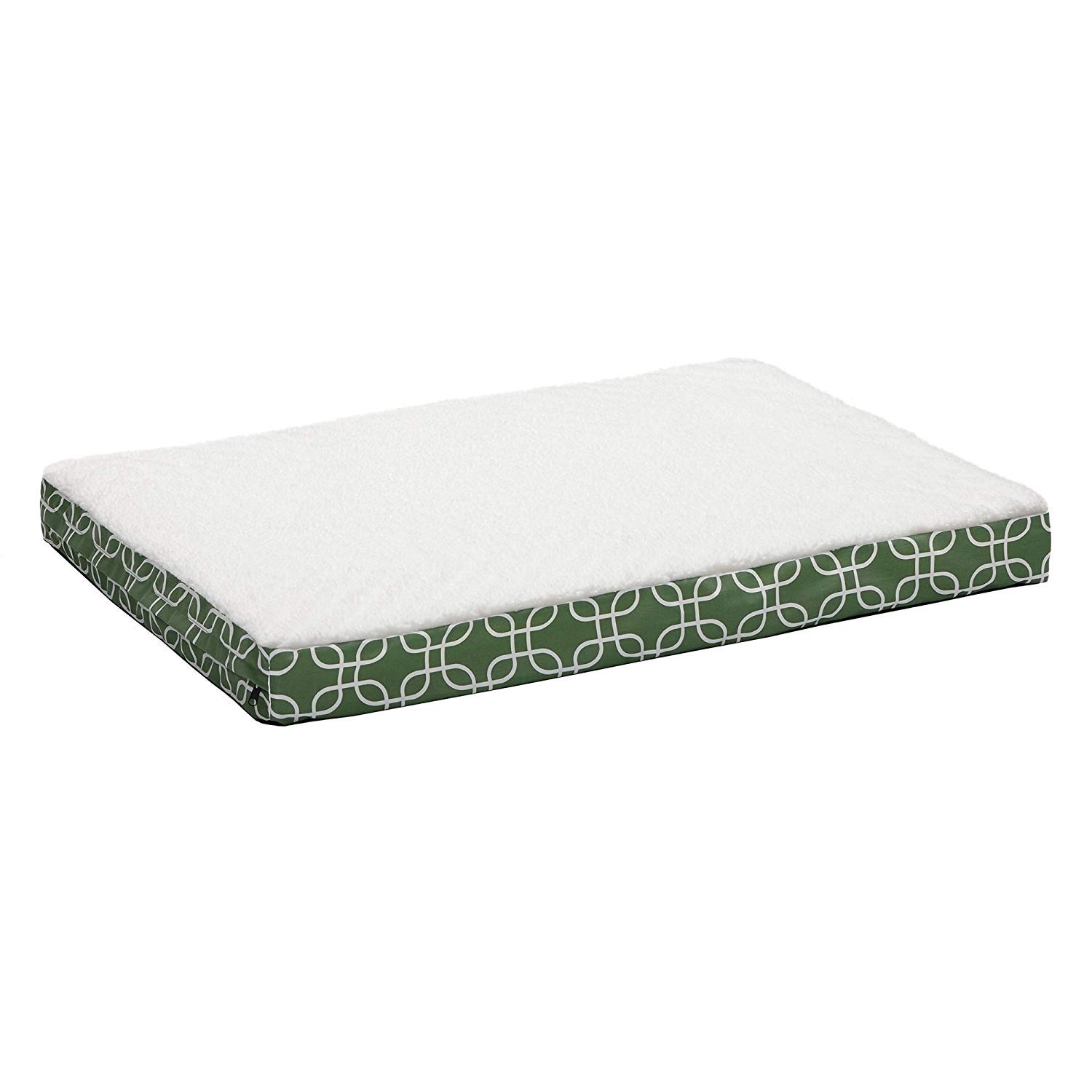 Orthopedic Dog Bed for Large Dogs - 30 x 40 Inch with Removable Cover & Teflon Fabric Protector - Green/White Geometric Pattern - Perfect for Senior Pets, Joint Pain Relief & Comfortable Sleeping