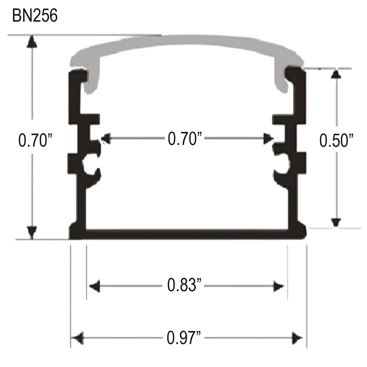 BN256 8 ft Adjustable Aluminum LED Channel - 10 Pack for 0.70