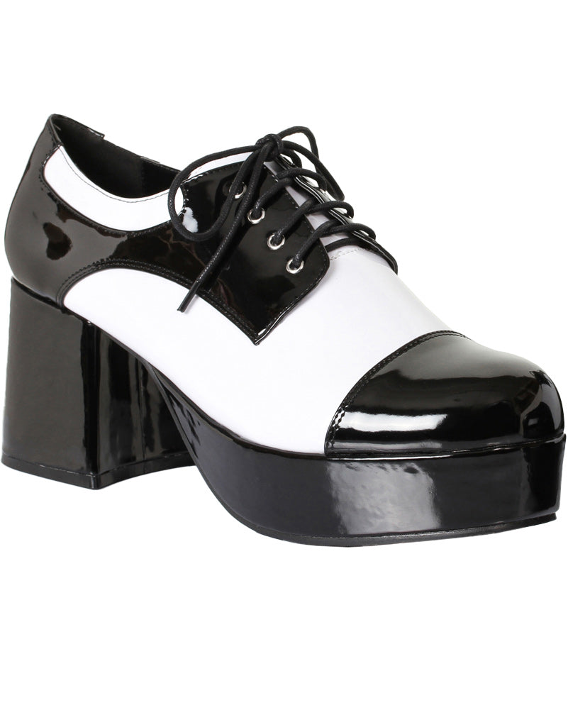Vintage 1970s Black and White Platform Shoes for Men - Retro High Top Sneakers for Casual Wear & 70s Themed Parties