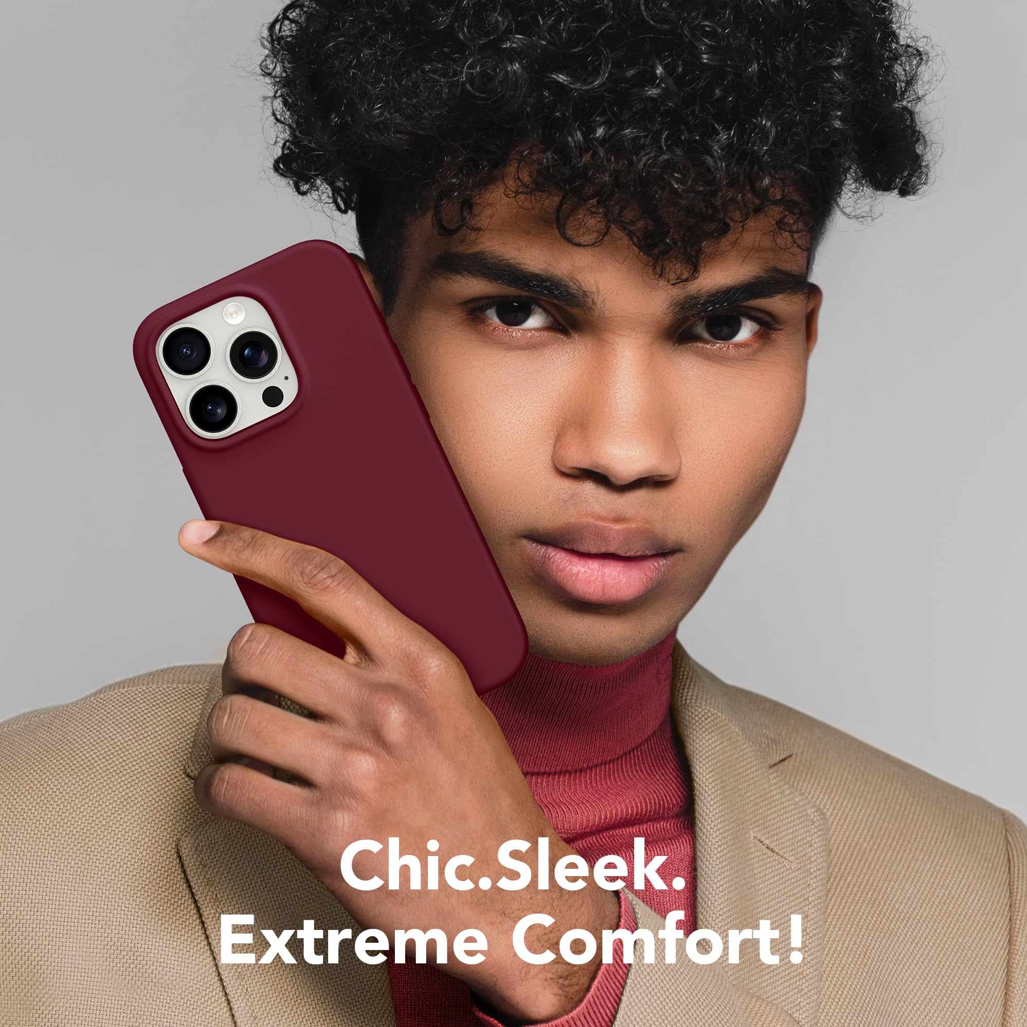 Premium Liquid Silicone iPhone 15 Pro Max Case with MagSafe Compatibility - Shockproof Phone Cover with Camera Protector & Screen Protector, Anti-Scratch Microfiber Lining (Maroon) - Perfect for Outdoor Adventures, Daily Protection & Wireless Charging
