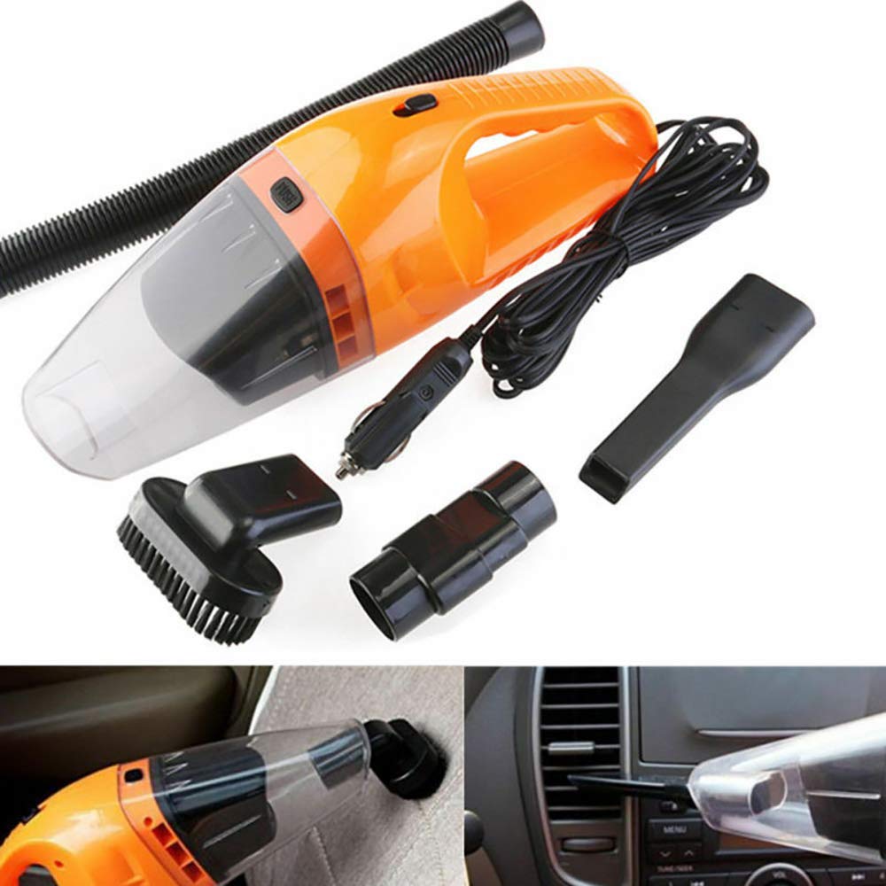 MASO 120W Handheld Vacuum Cleaner - Portable Wet/Dry Dust Cleaner for Car, Home & Vehicle (Orange) | Compact Car Vacuum for Pet Hair, Crumbs & Spills