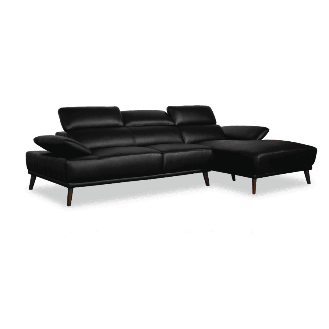 Fumiko Genuine Leather L-Shaped Sectional Sofa - Modern Luxury Living Room Furniture for Home & Office Comfort