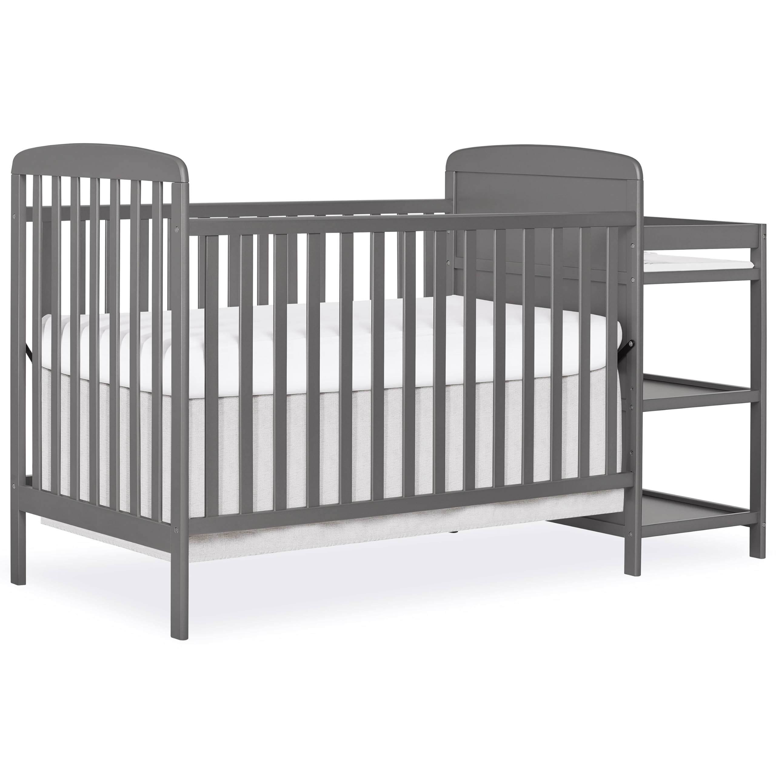 Dream On Me Anna 3-in-1 Convertible Crib with Changing Table - Steel Grey Nursery Furniture Set | GREENGUARD Gold Certified, Non-Toxic Finishes | Includes 1