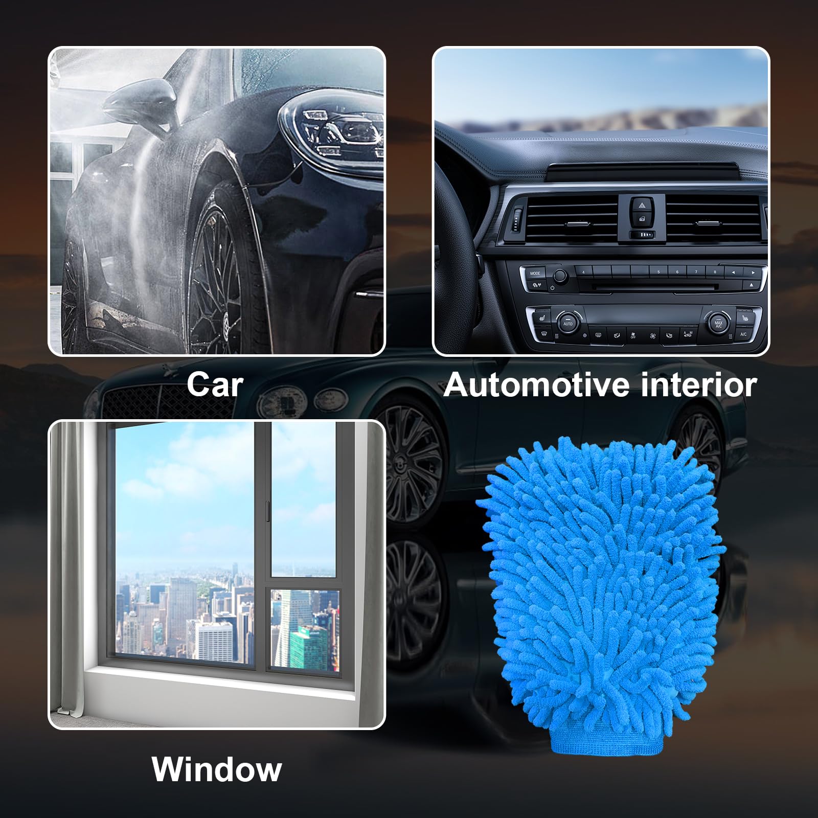 Premium Microfiber Wash Mitt - Ultra Soft Scratch-Free Double Sided Chenille Car Wash Gloves for Auto Detailing & Vehicle Cleaning (Large, Sky Blue) - Perfect for Cars, Trucks, SUVs & Motorcycles