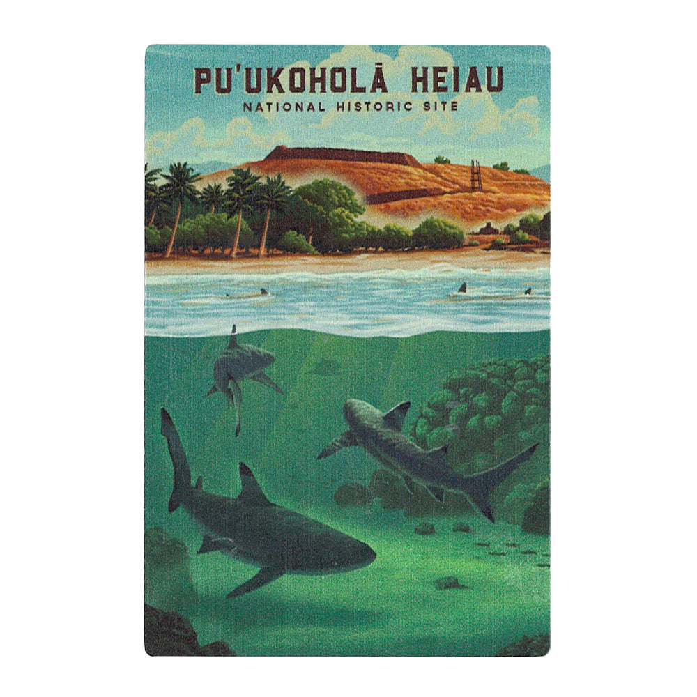 Metal Magnet Souvenir - Puʻukoholā Heiau National Historic Site Pelekane Bay Hawaii | Collectible Travel Gift for Fridge, Office & Home Decor