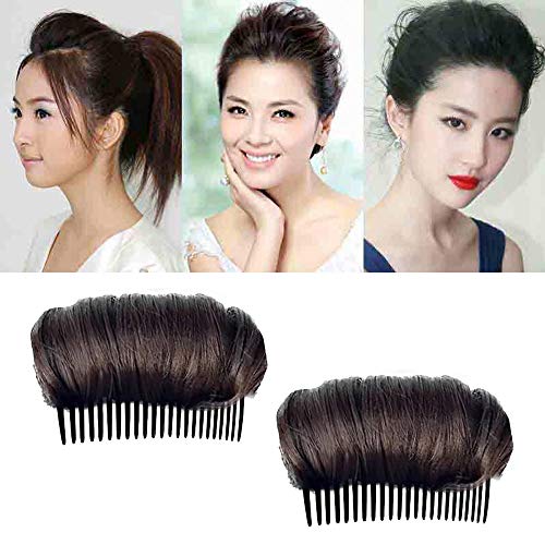 Natural Hair Thickening Fluffy Wig - Real Hair Pad for Volume & Styling - Invisible Hair Piece for Bun & Princess Hairstyles (2 Pack, Dark Brown) - Perfect for Weddings, Parties & Daily Wear
