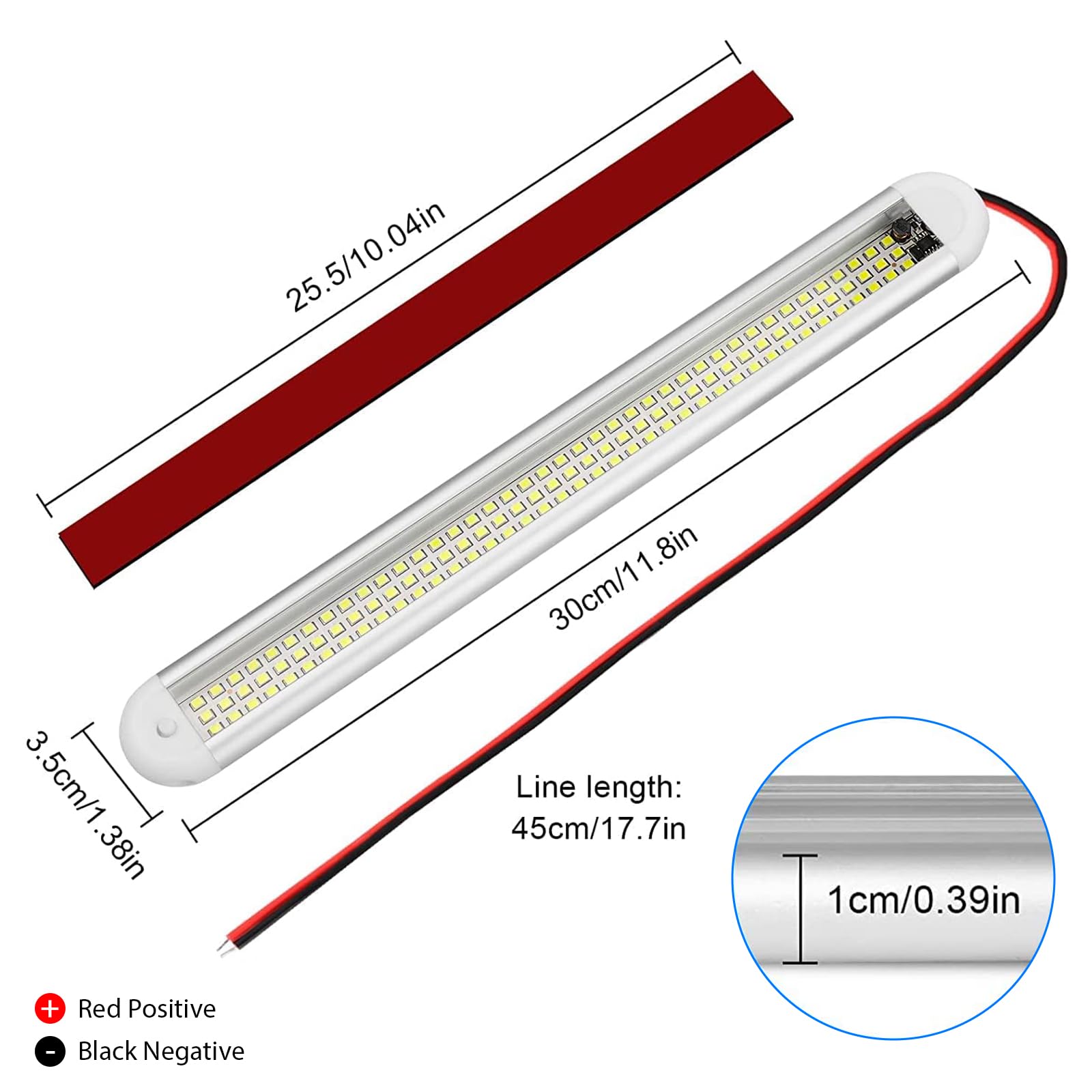 Linkstyle 4PCS 12V Interior LED Light Bars - 120 LEDs Strip Lights with ON/Off Switch for Cars, Trailers, Campers, Vans, RVs & Boats - Perfect for Interior Lighting, Cargo Areas & Nighttime Visibility