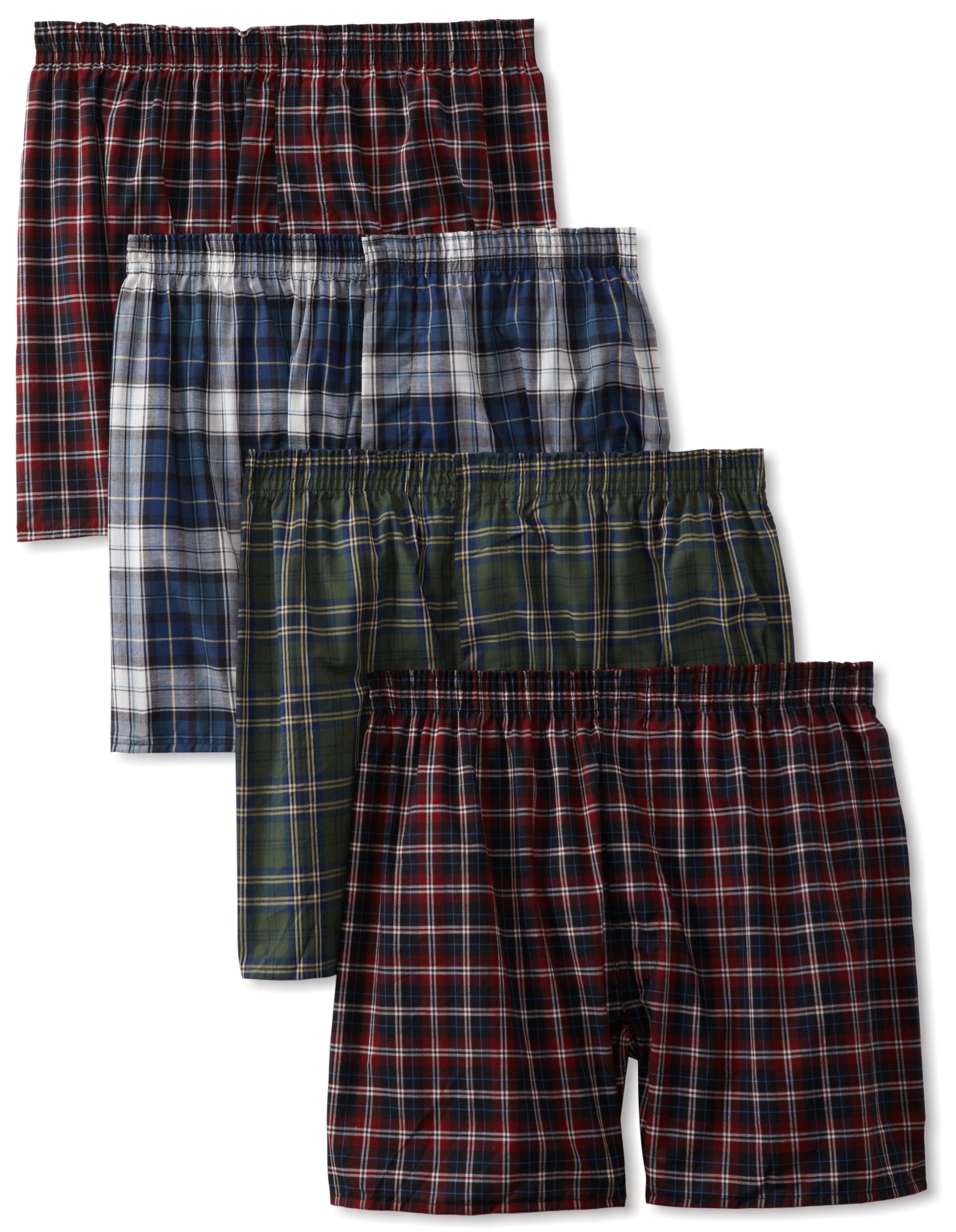 Fruit of the Loom Men's Tartan Woven Boxer Briefs - 4 Pack Cotton Underwear for Comfort & Style - Perfect for Everyday Wear, Workout & Lounge
