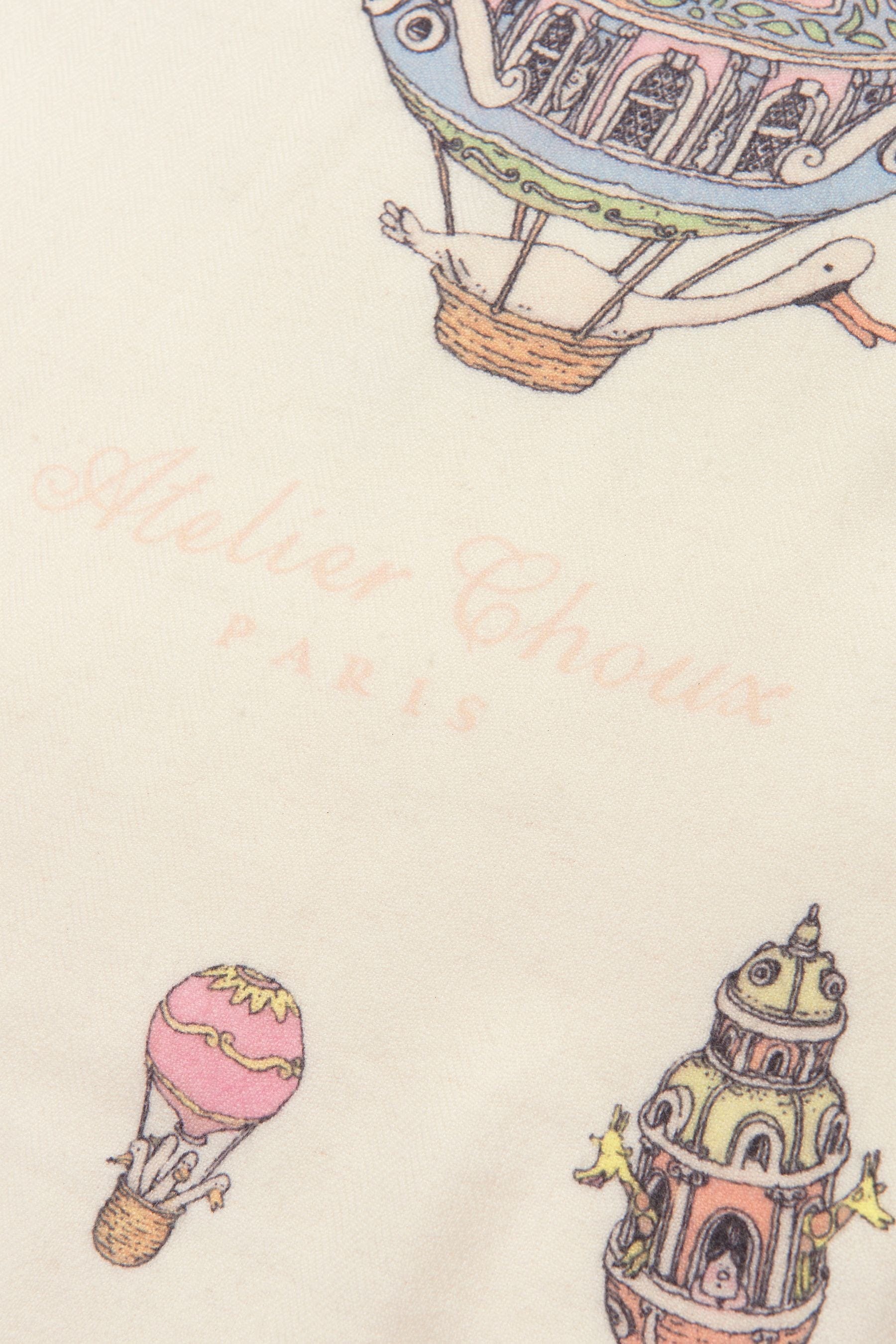Luxury Atelier Choux Ivory Cashmere Baby Blanket - 100cm Soft Hot Air Balloon Design | Perfect for Nursery, Christening Gifts & Newborn Photography