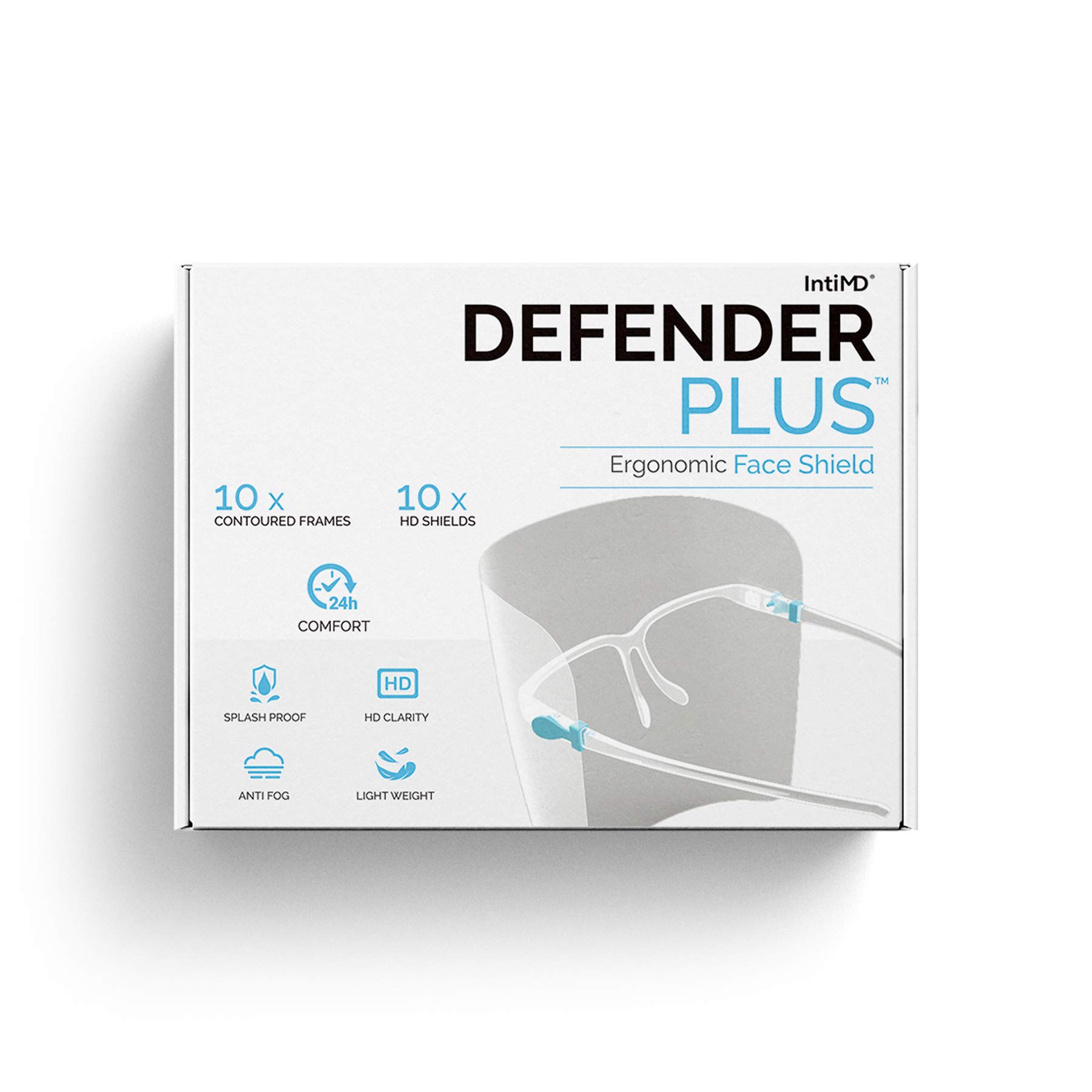 IntiMD Defender Plus Safety Full Face Shield Mask - 200 Frames & 200 Shields - Reusable Face Protection for Healthcare, Construction & Industrial Use - Anti-Fog Splash Proof Safety Gear for Workplaces & Public Spaces
